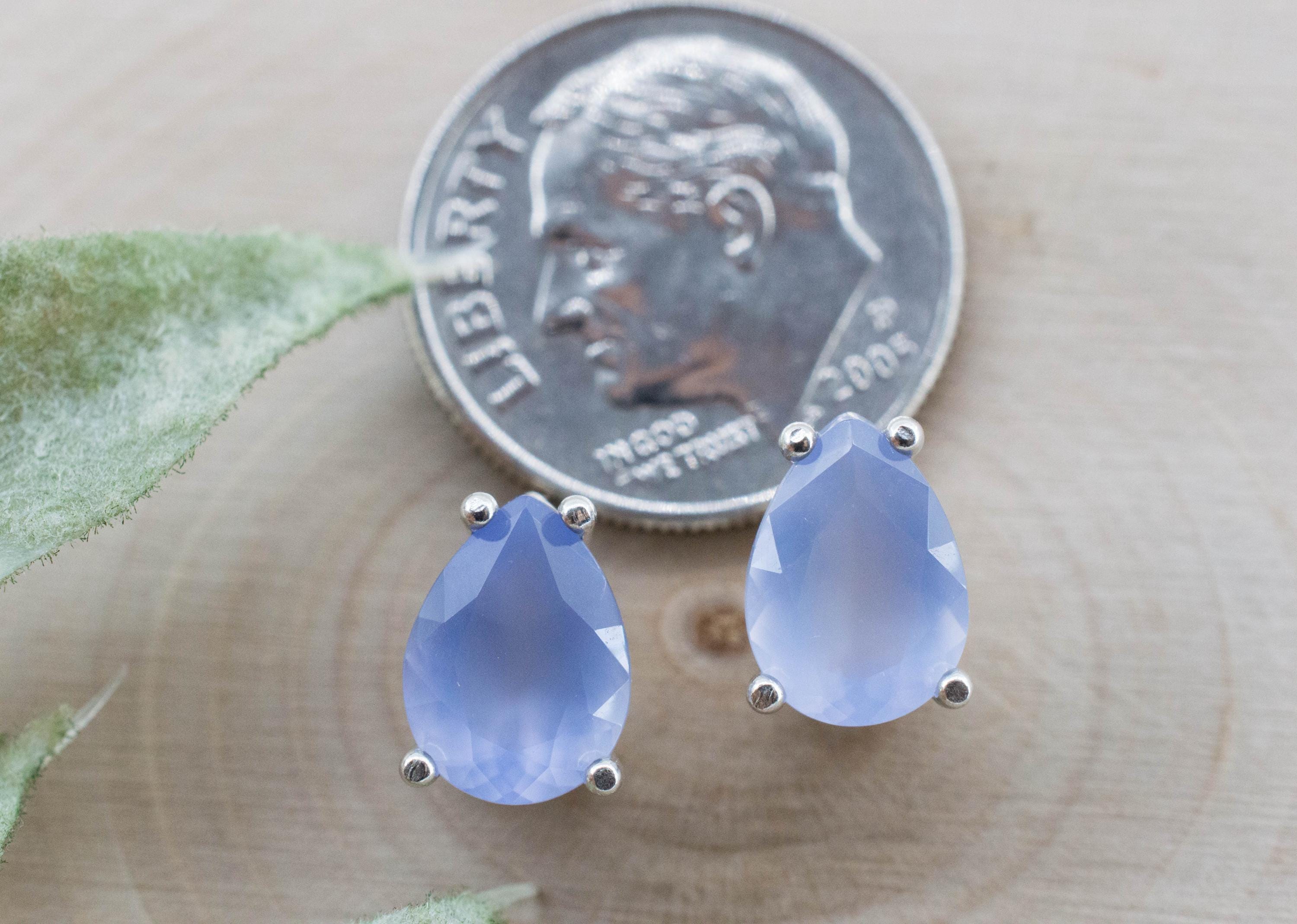 Blue Agate Earrings; Natural Untreated Namibia Agate; 2.370cts
