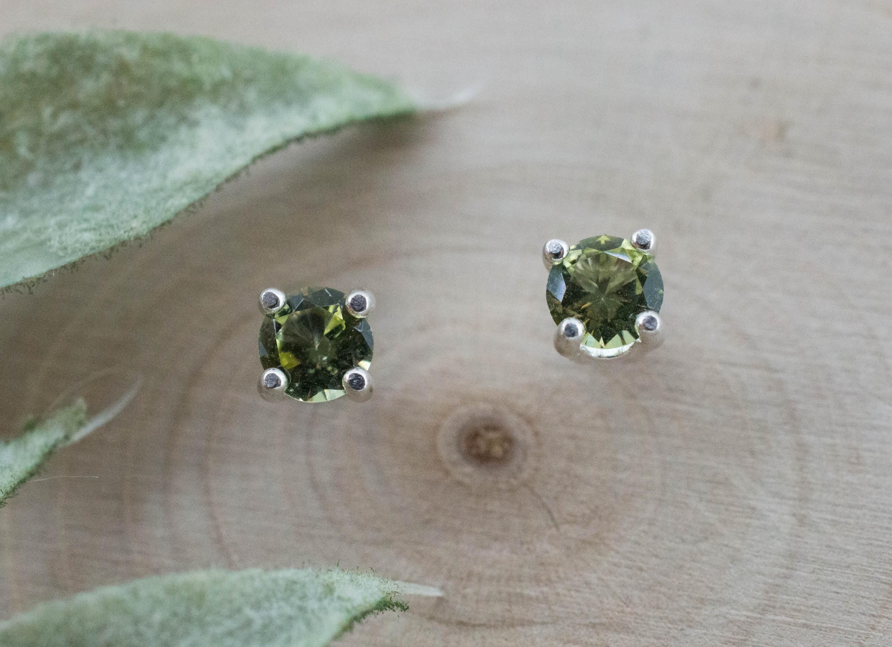 Green Apatite Earrings; Natural Untreated Tanzania Apatite; 0.435cts