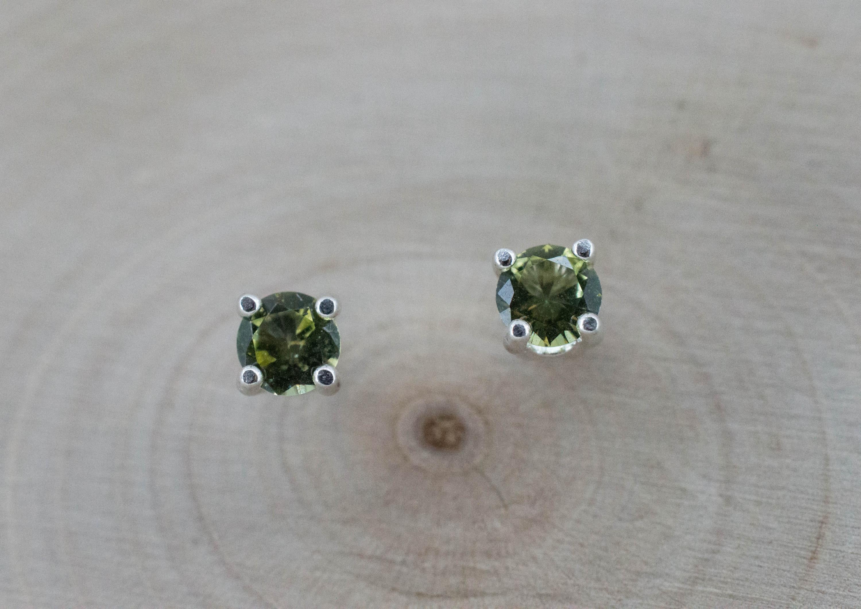 Green Apatite Earrings; Natural Untreated Tanzania Apatite; 0.435cts