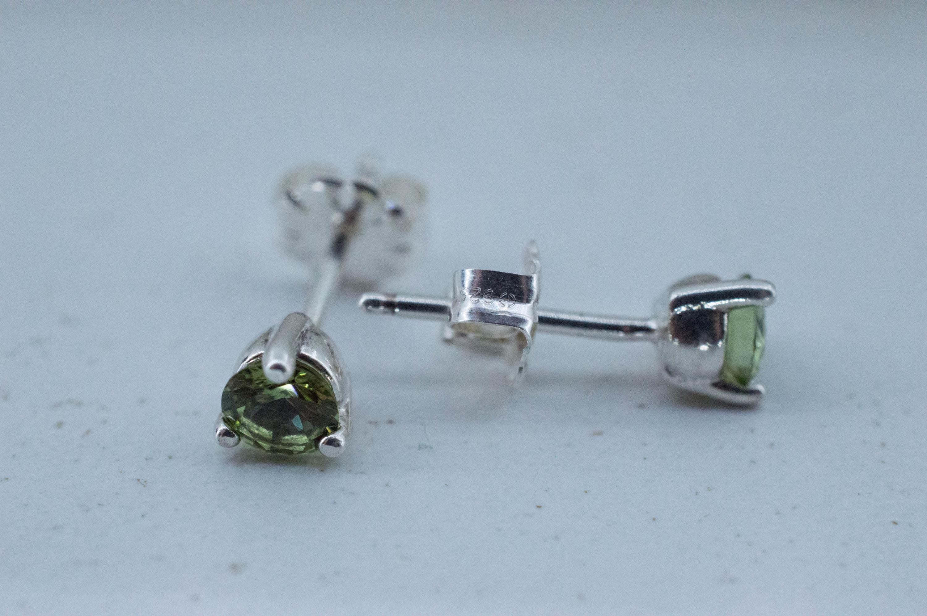 Green Apatite Earrings; Natural Untreated Tanzania Apatite; 0.440cts