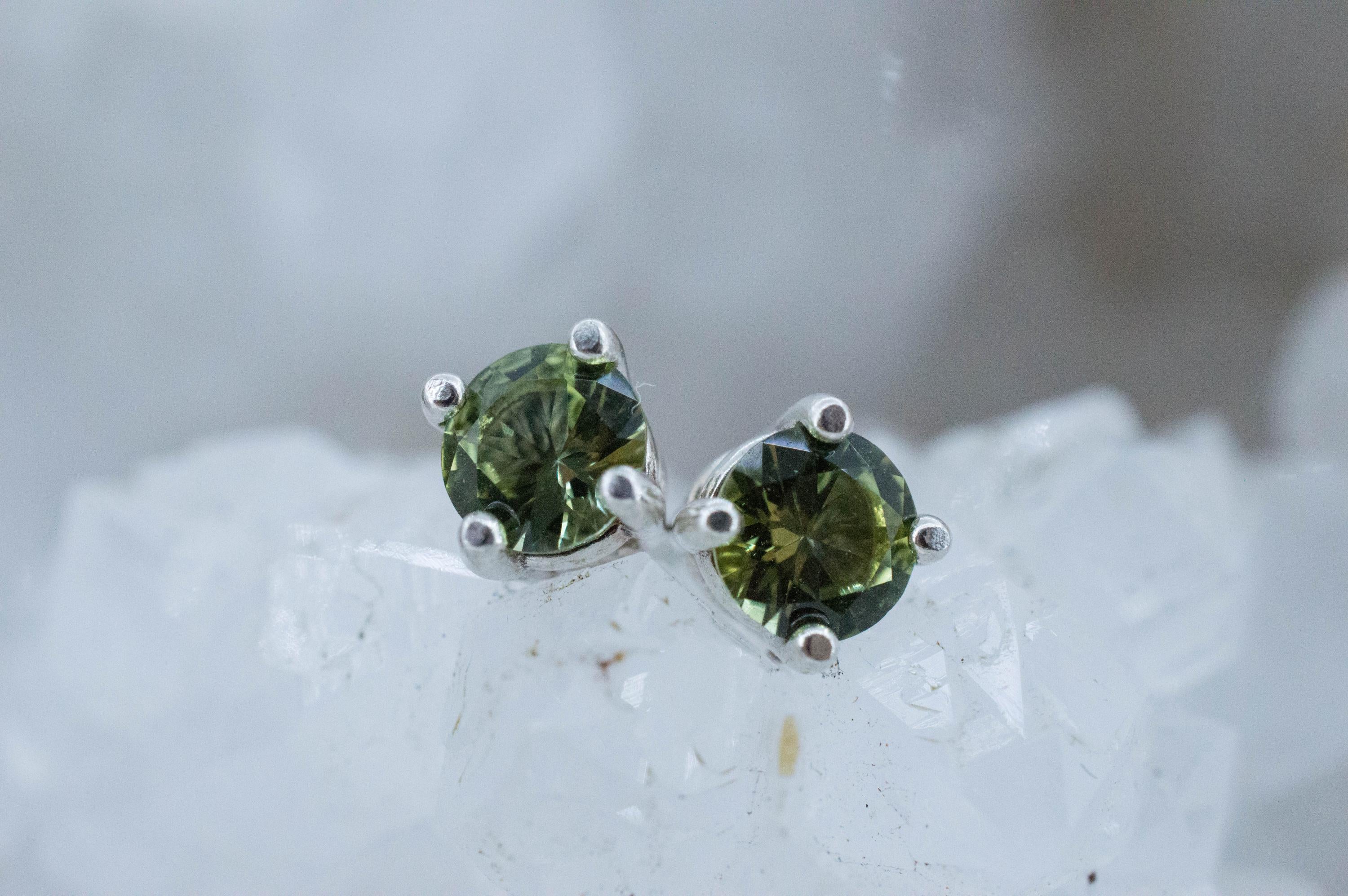 Green Apatite Earrings; Natural Untreated Tanzania Apatite; 0.635cts