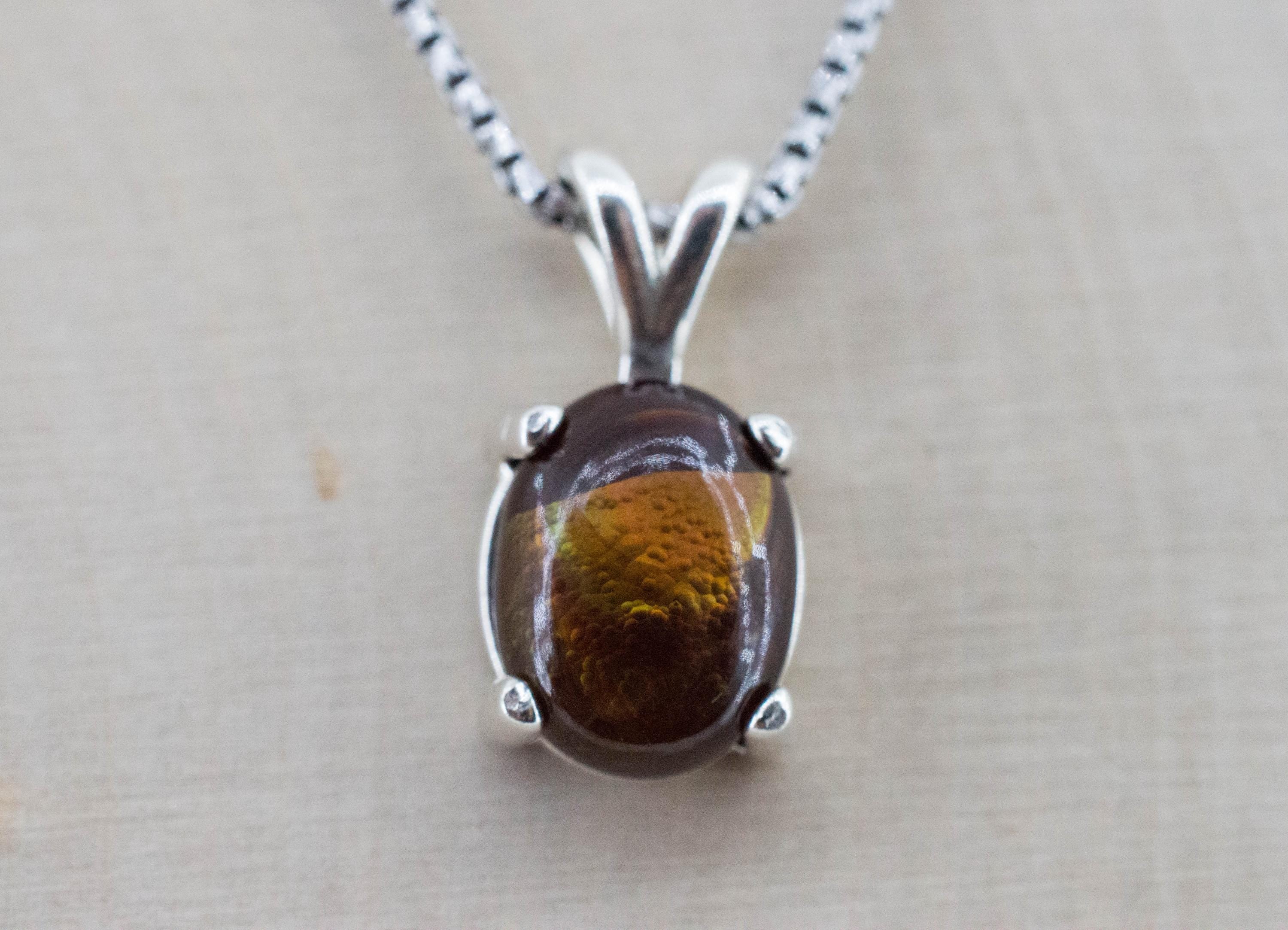 Fire Agate Pendant; Natural Untreated Mexico Agate; 3.260cts