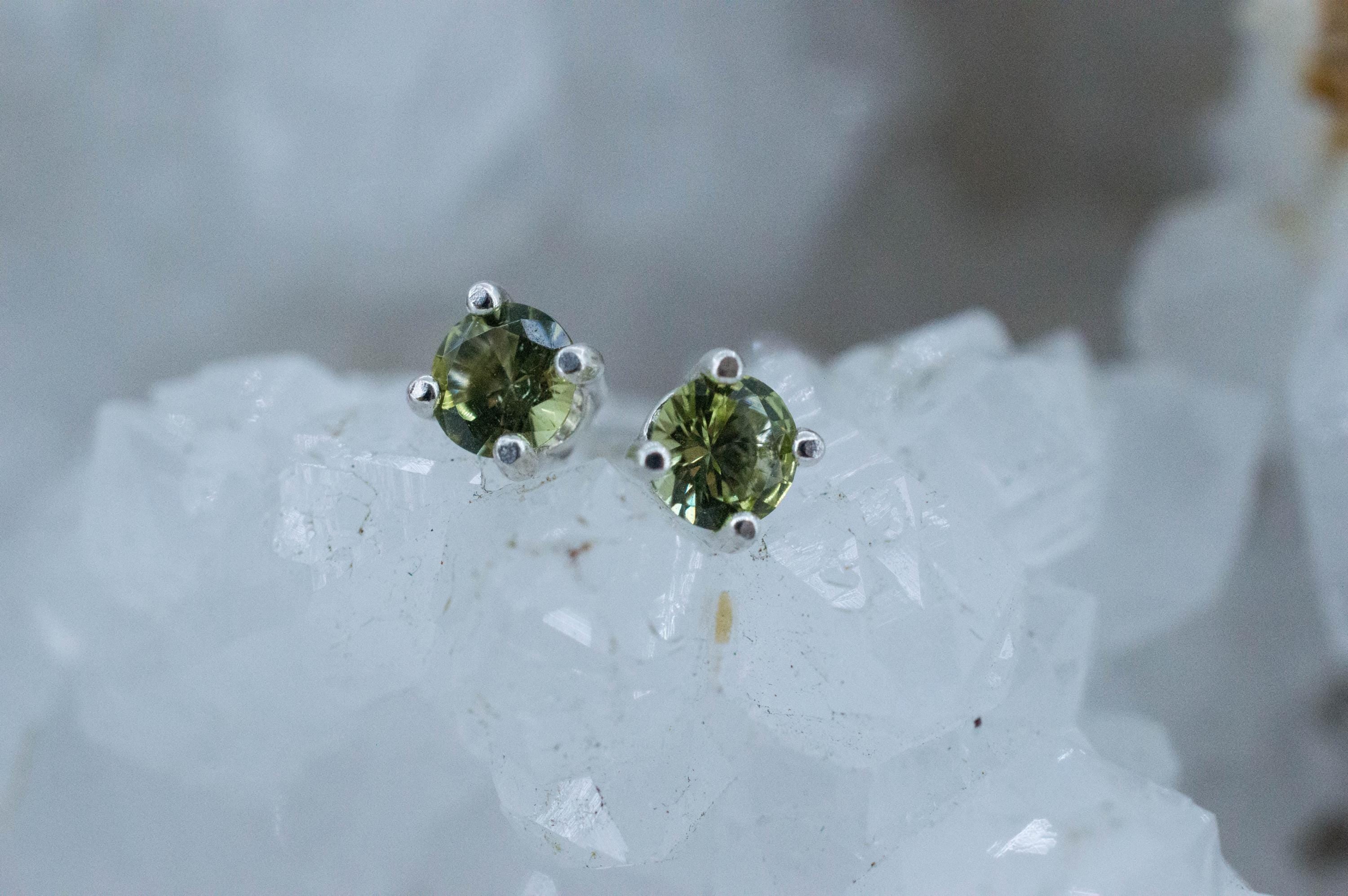 Green Apatite Earrings; Natural Untreated Tanzania Apatite; 0.435cts
