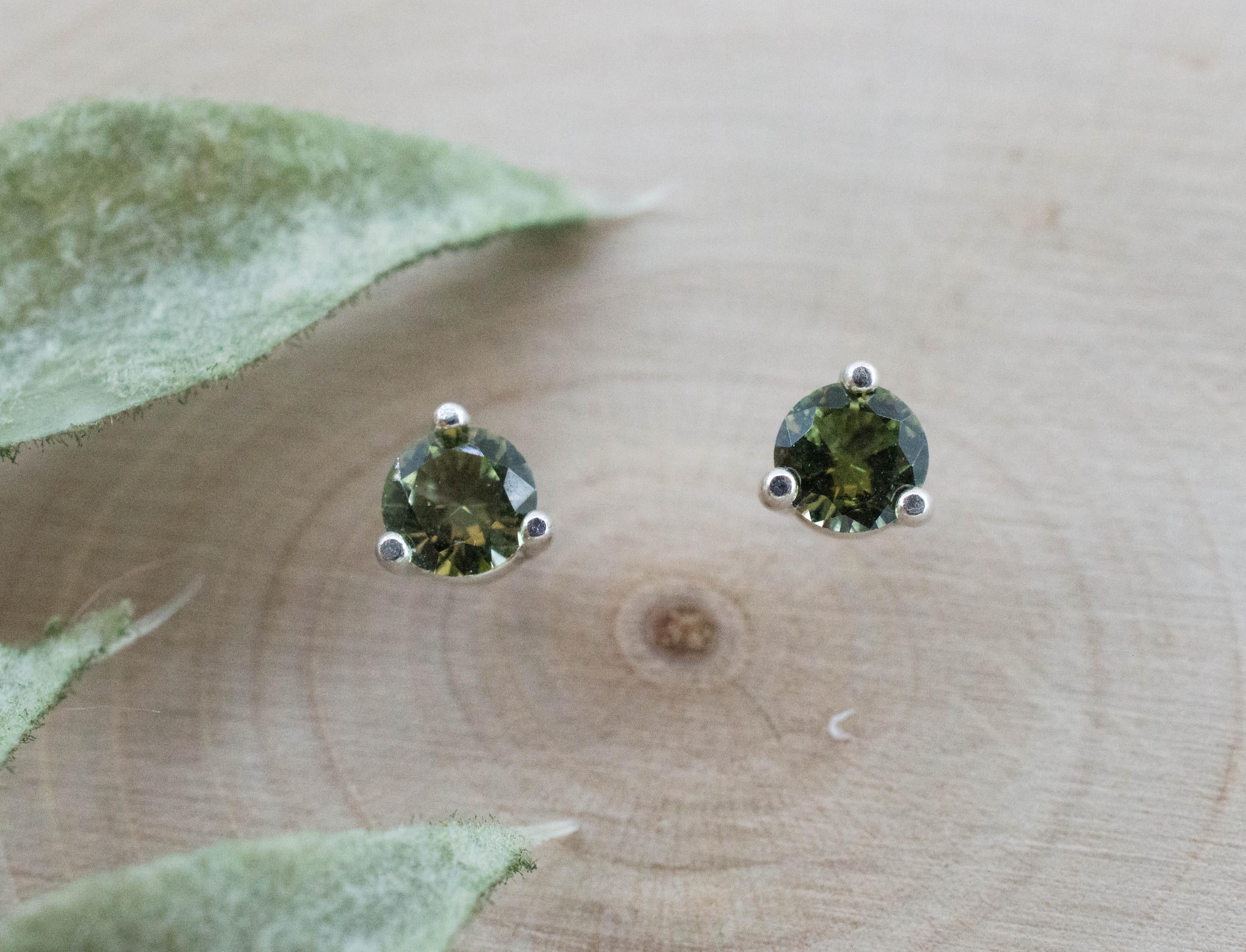 Green Apatite Earrings; Natural Untreated Tanzania Apatite; 0.440cts