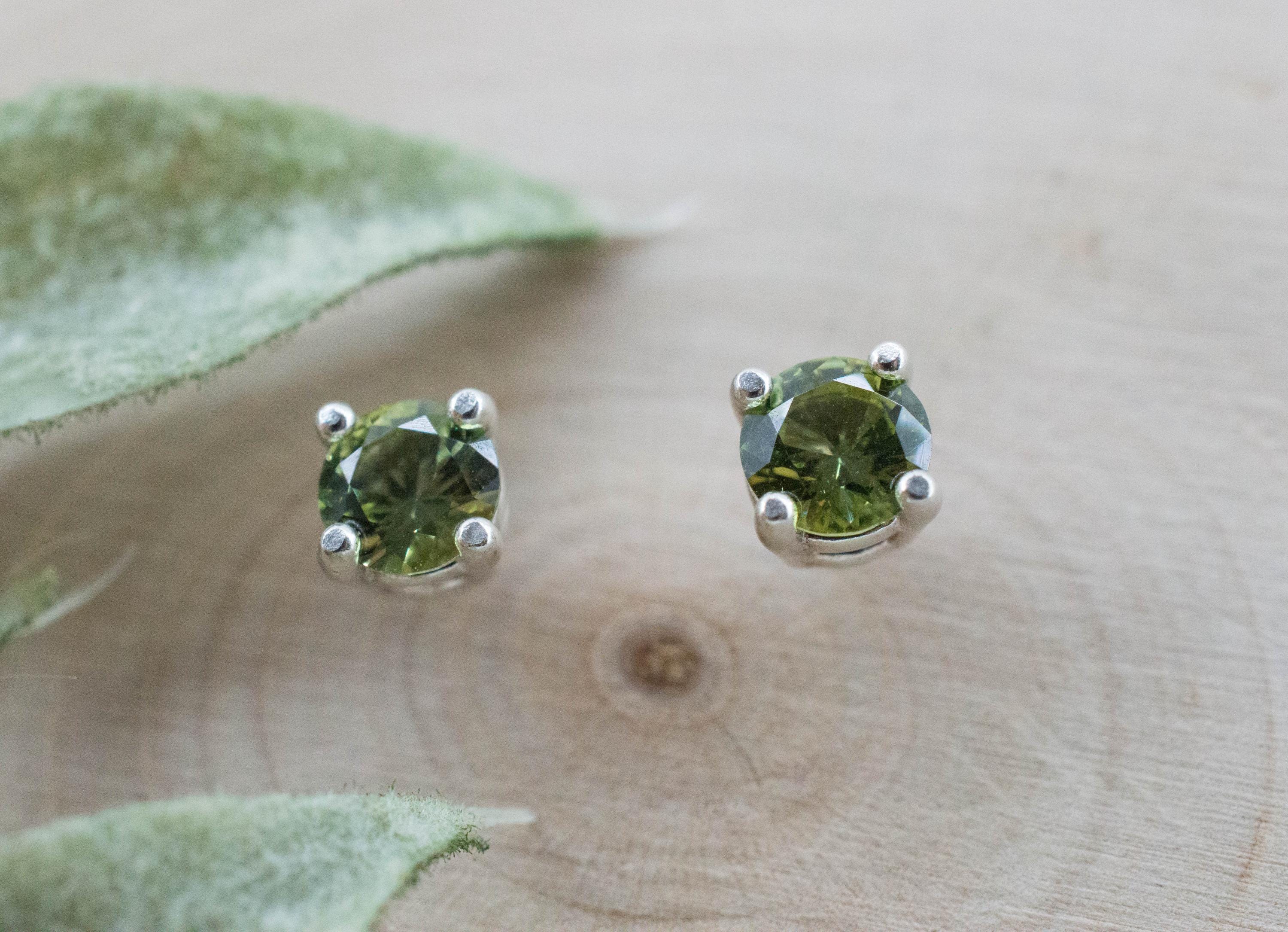 Green Apatite Earrings; Natural Untreated Tanzania Apatite; 0.635cts