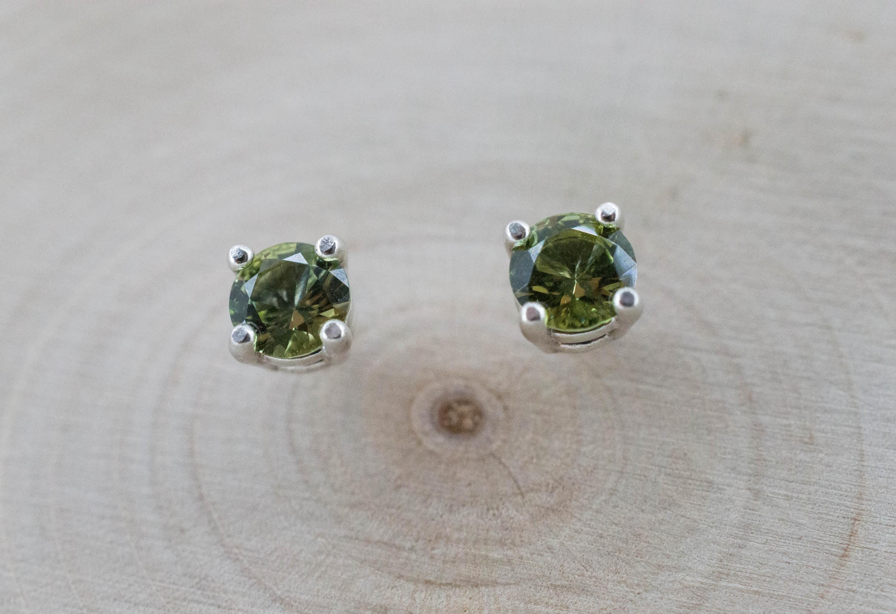 Green Apatite Earrings; Natural Untreated Tanzania Apatite; 0.635cts