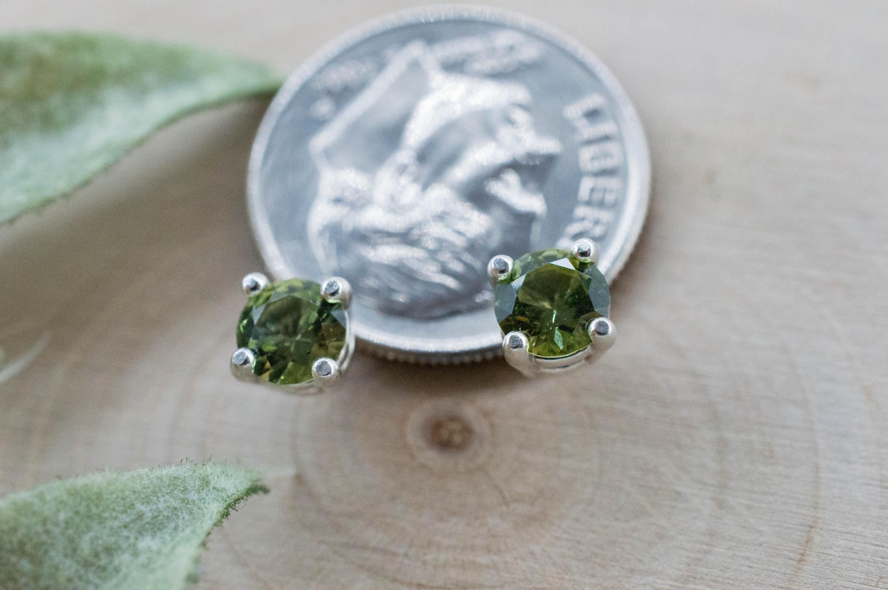 Green Apatite Earrings; Natural Untreated Tanzania Apatite; 0.635cts