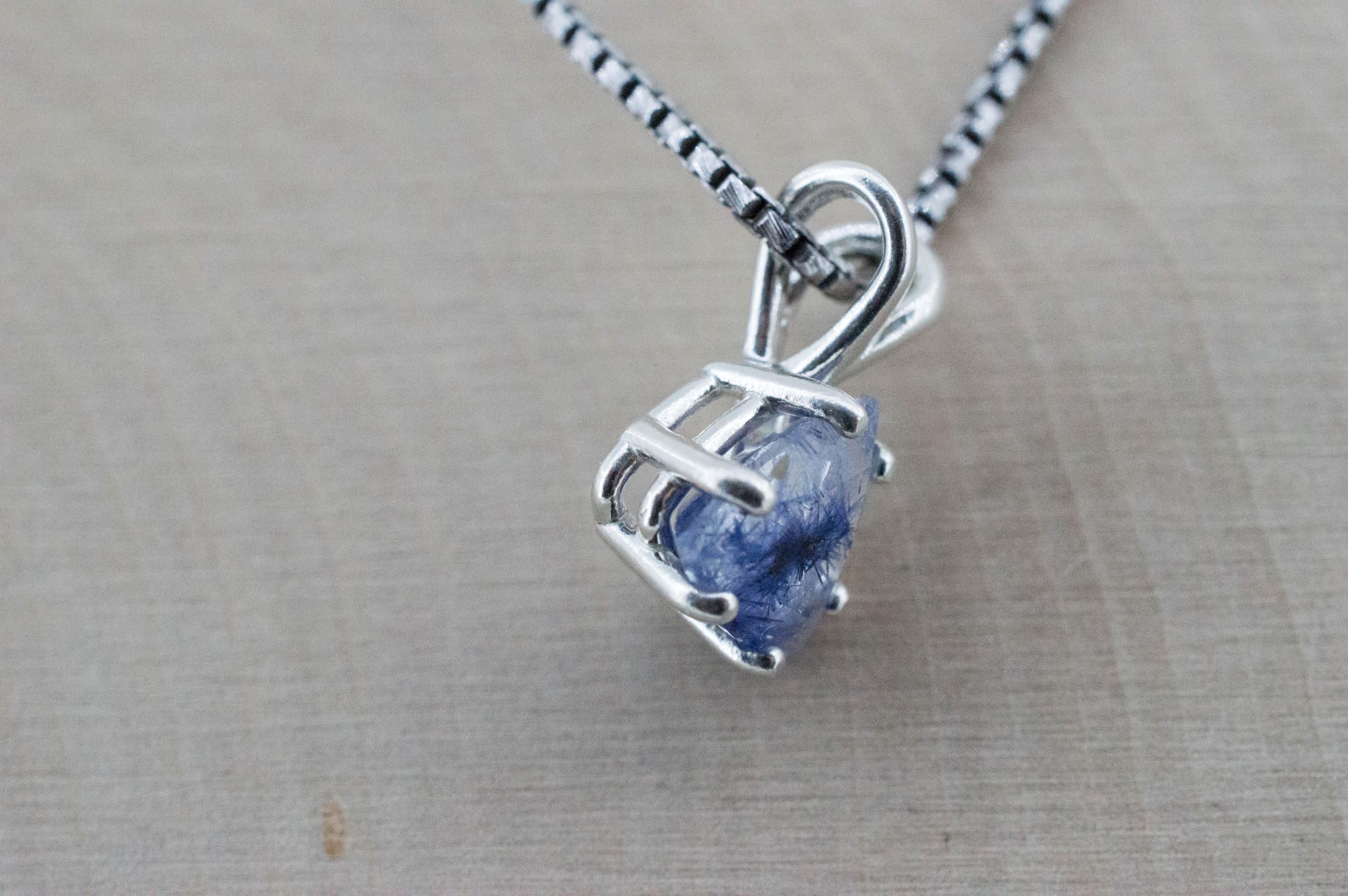 Dumortierite Quartz Pendant; Natural Untreated Brazil Dumortierite; 1.450cts