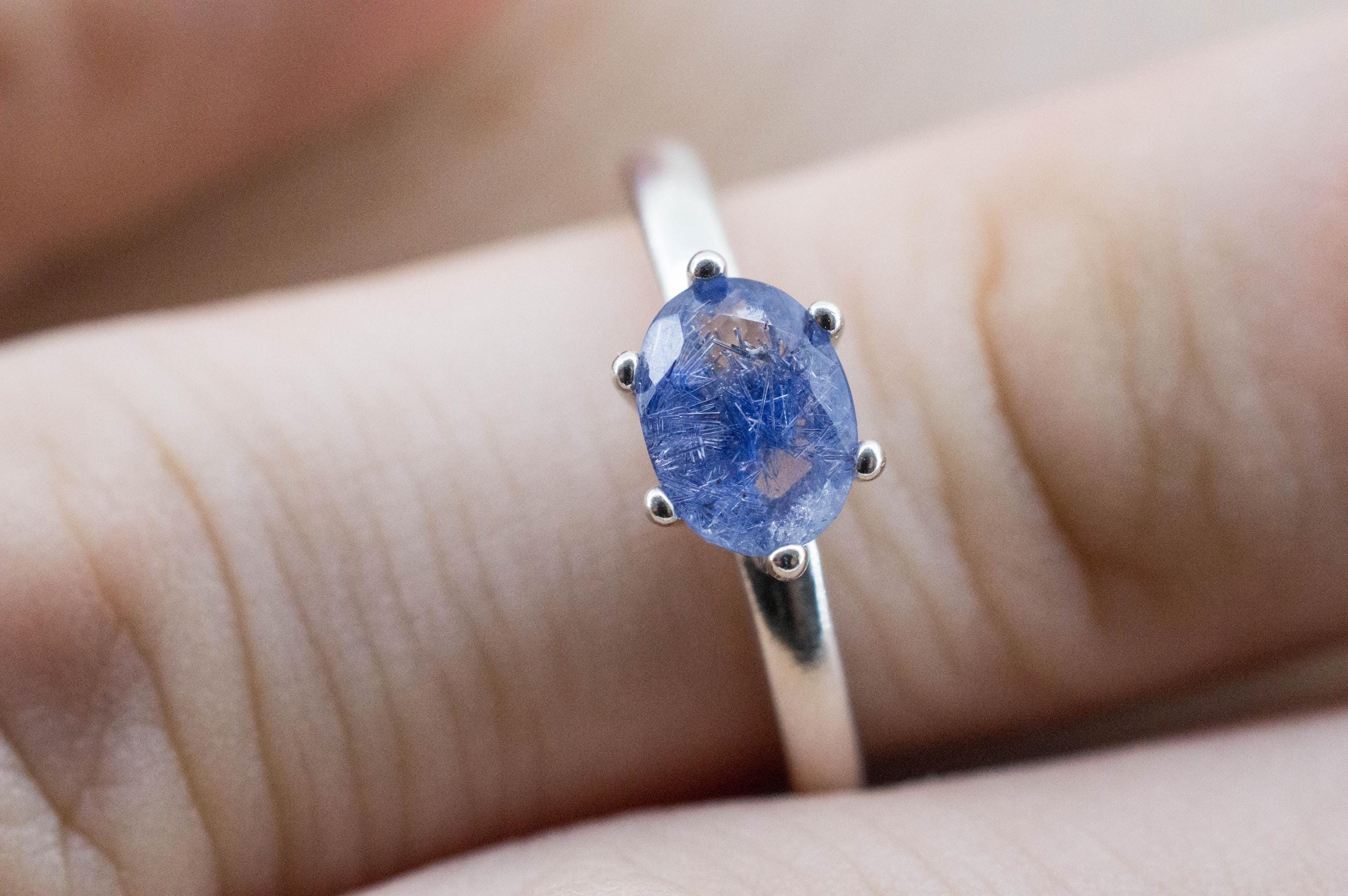 Dumortierite Quartz Ring; Natural Untreated Brazil Dumortierite; 0.805cts