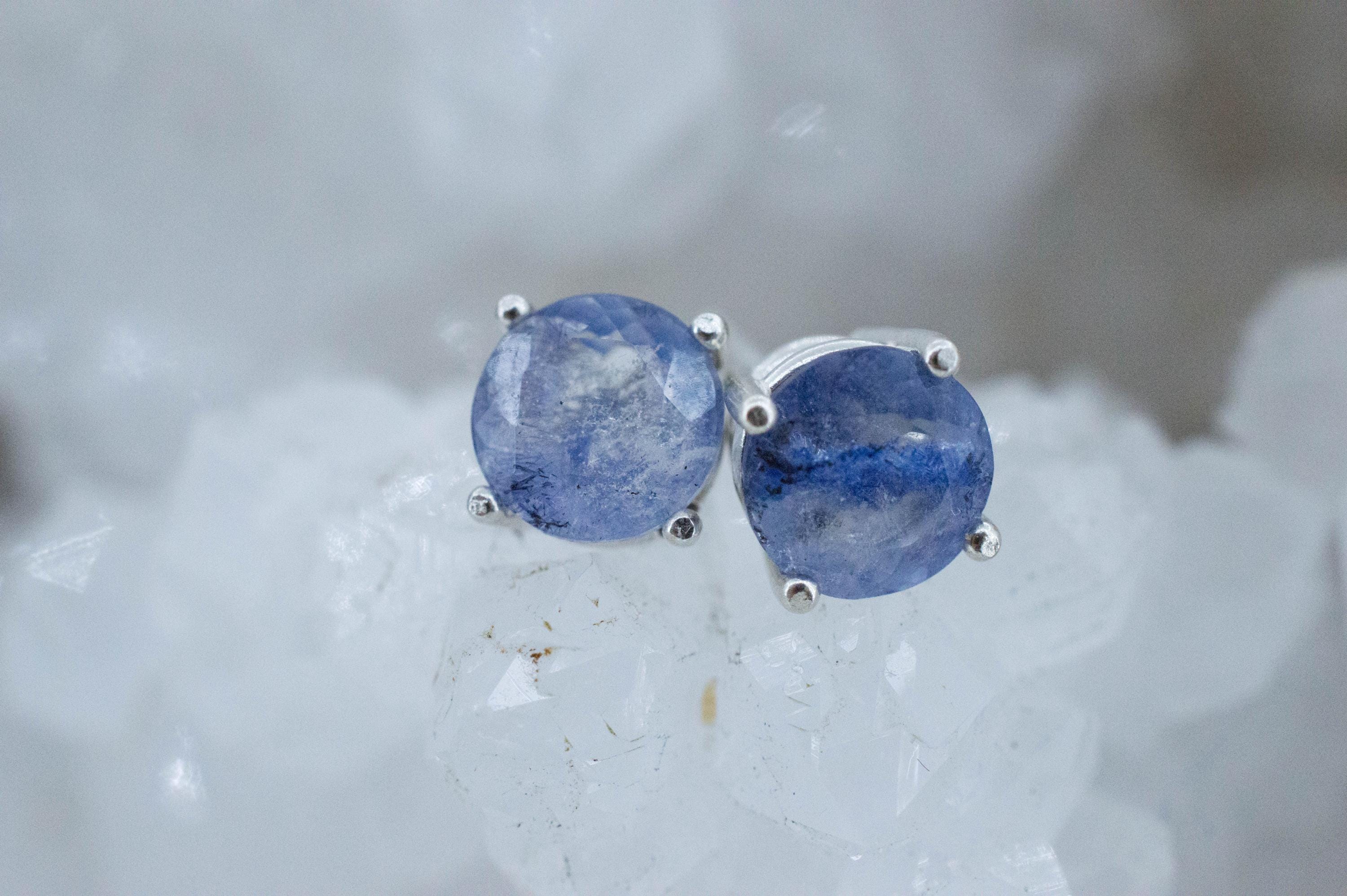 Dumortierite Quartz Earrings; Natural Untreated Brazil Dumortierite; 2.205cts
