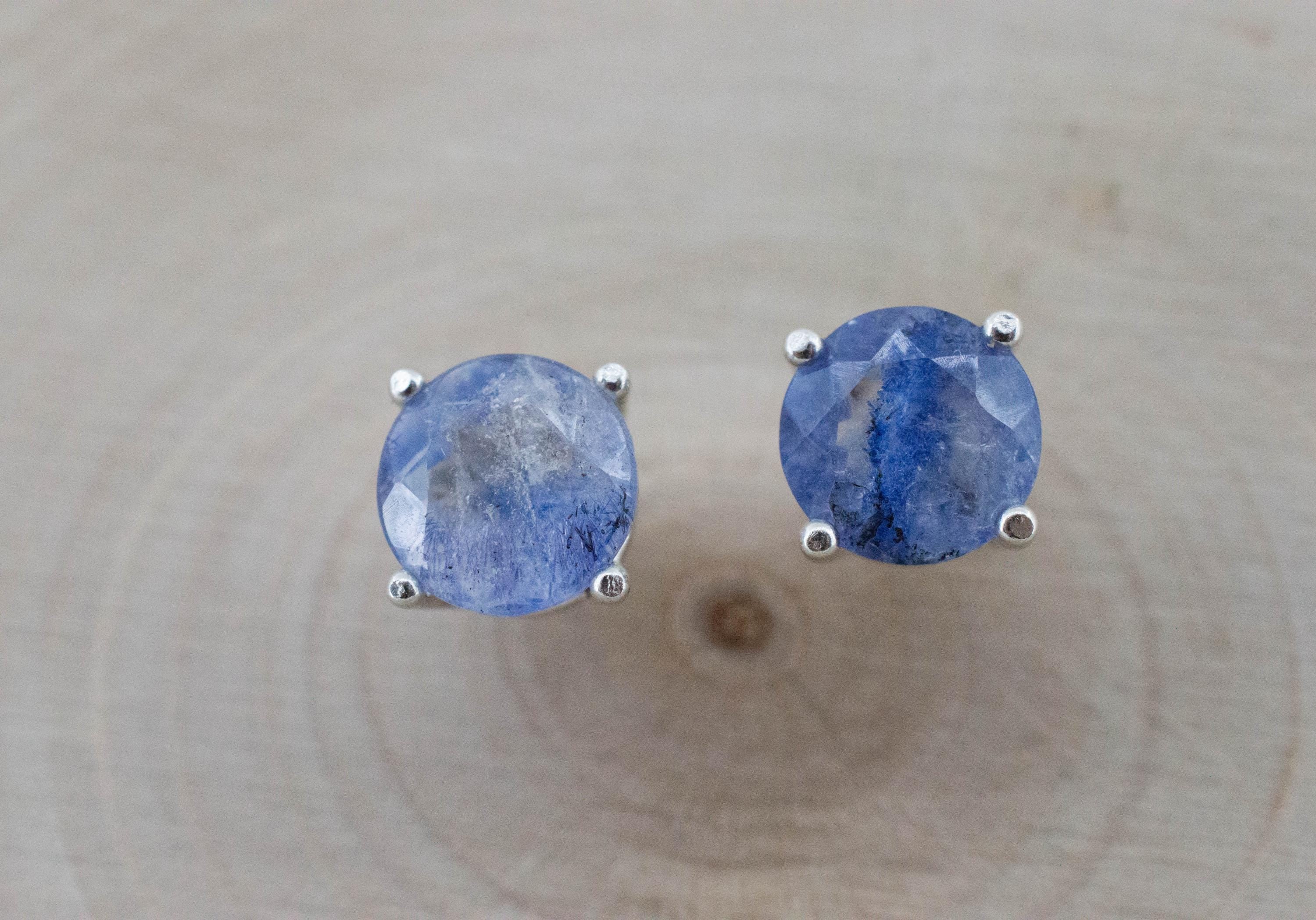 Dumortierite Quartz Earrings; Natural Untreated Brazil Dumortierite; 2.205cts