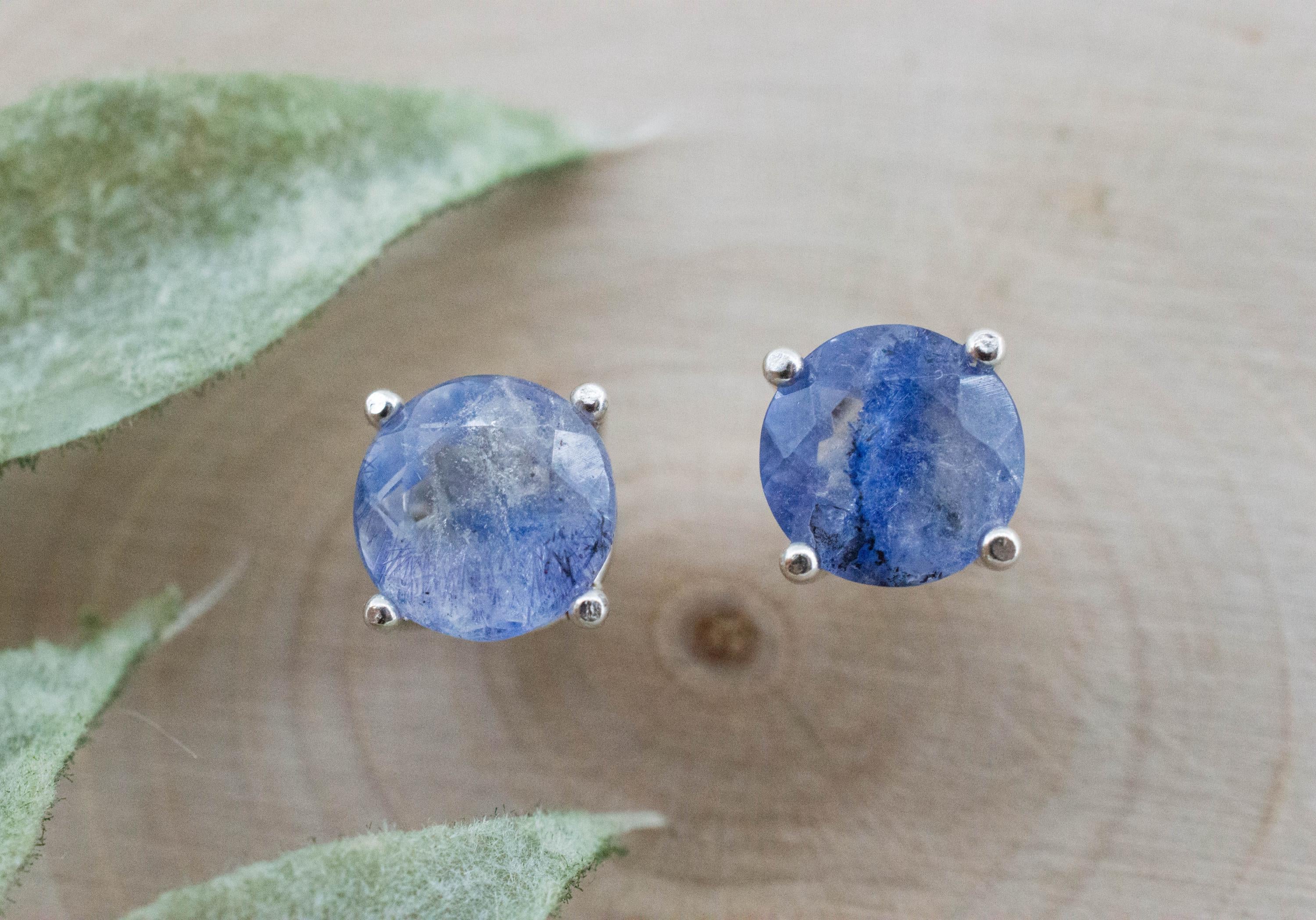 Dumortierite Quartz Earrings; Natural Untreated Brazil Dumortierite; 2.205cts