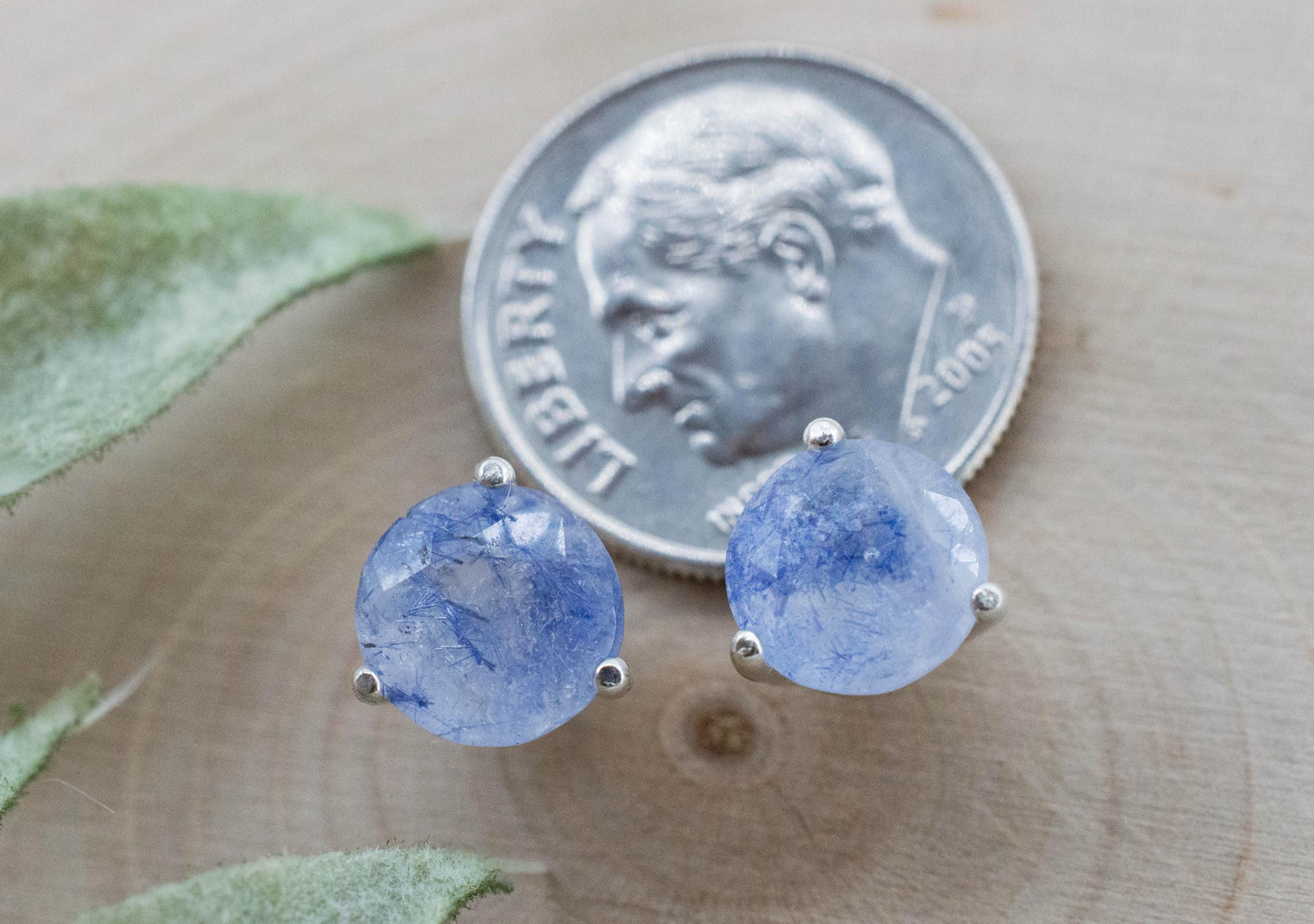 Dumortierite Quartz Earrings; Natural Untreated Brazil Dumortierite; 2.505cts