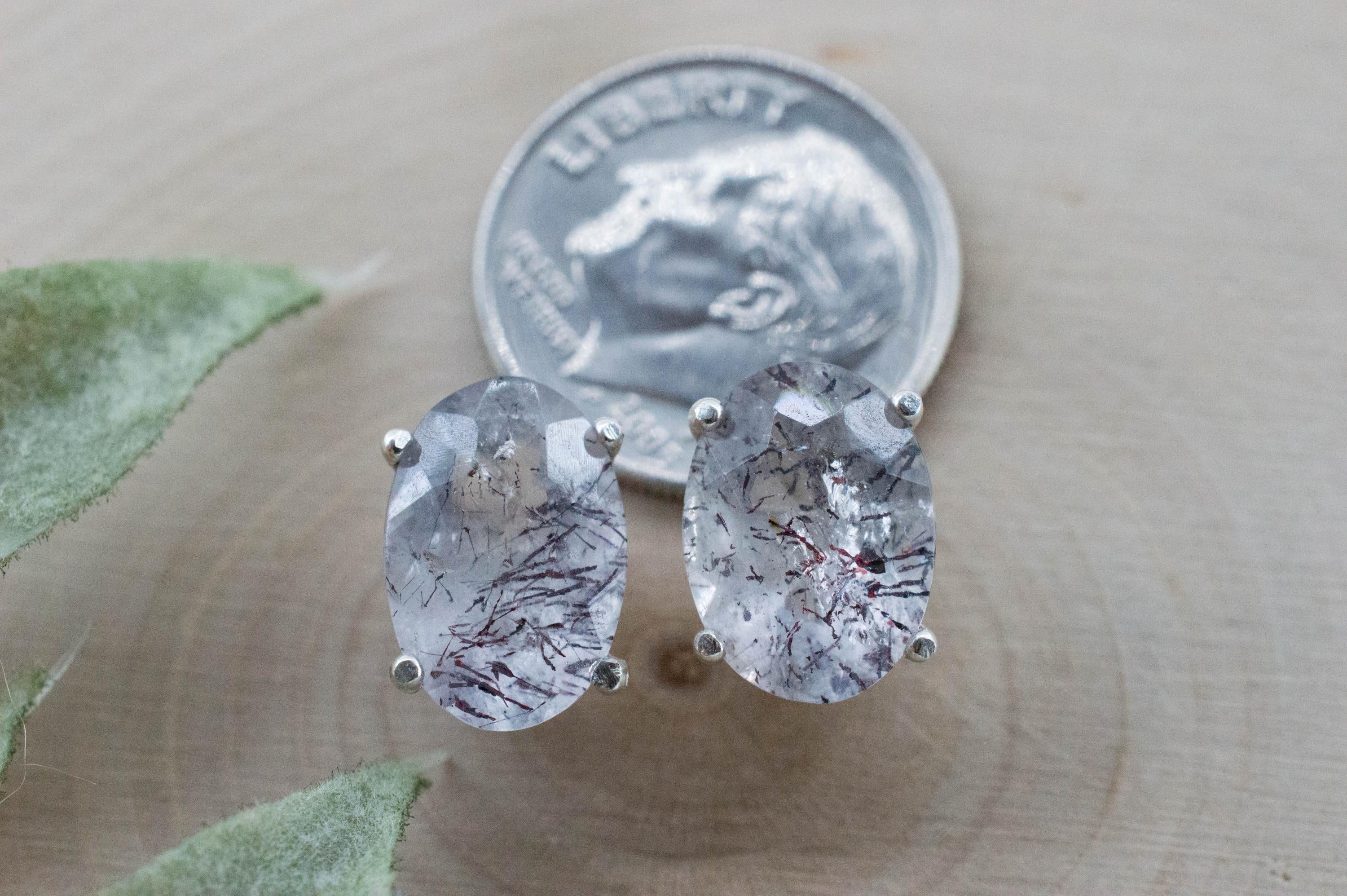 Lepidocrocite Quartz Earrings; Natural Untreated Brazil Included Quartz; 5.150cts