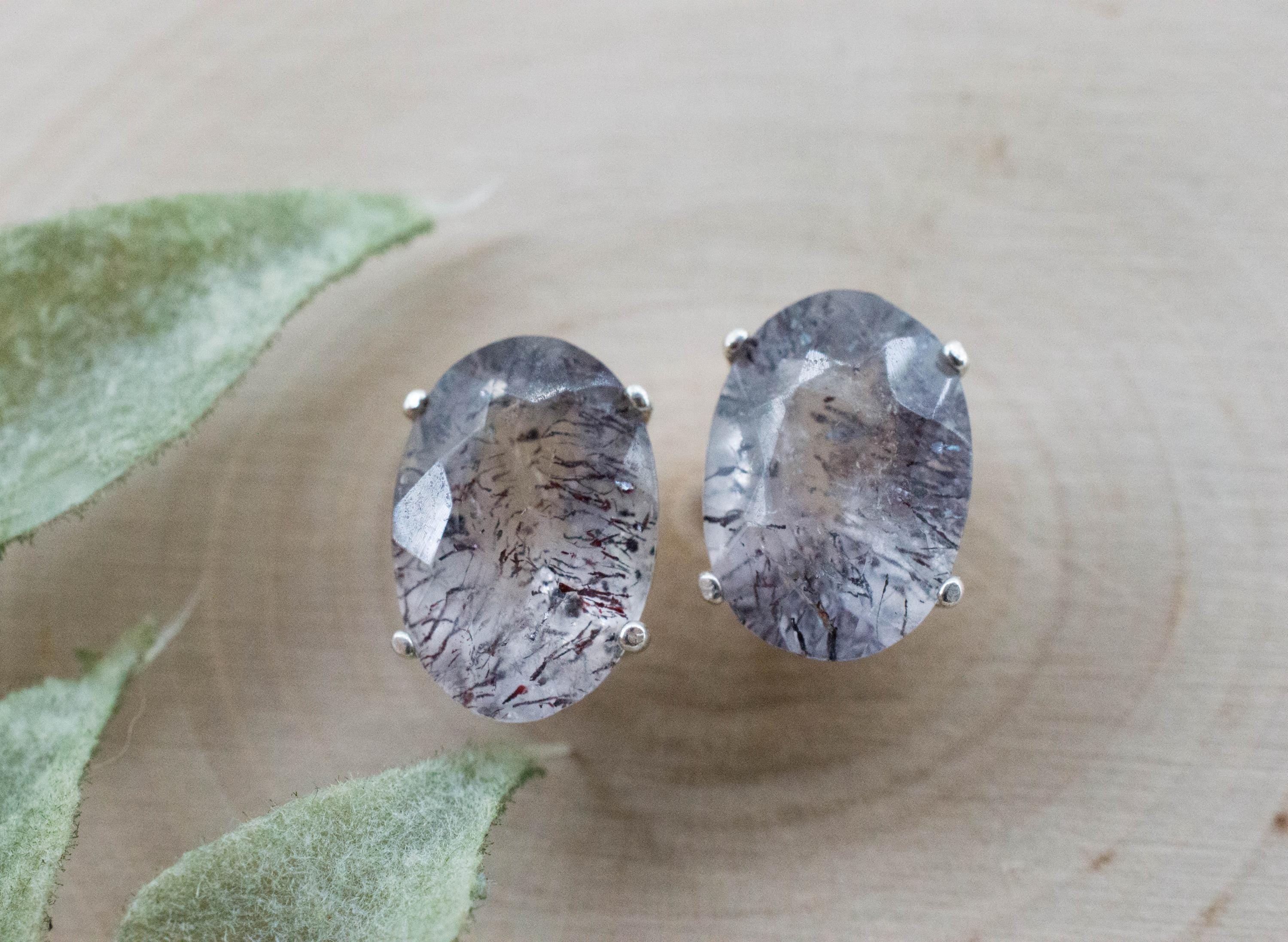 Lepidocrocite Quartz Earrings; Natural Untreated Brazil Included Quartz; 6.345cts