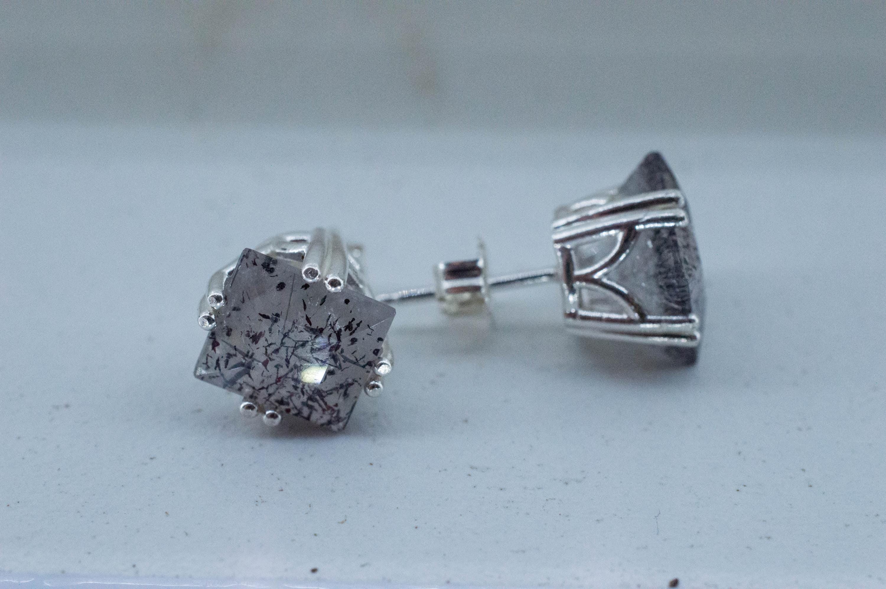 Lepidocrocite Quartz Earrings; Natural Untreated Brazil Included Quartz; 6.610cts