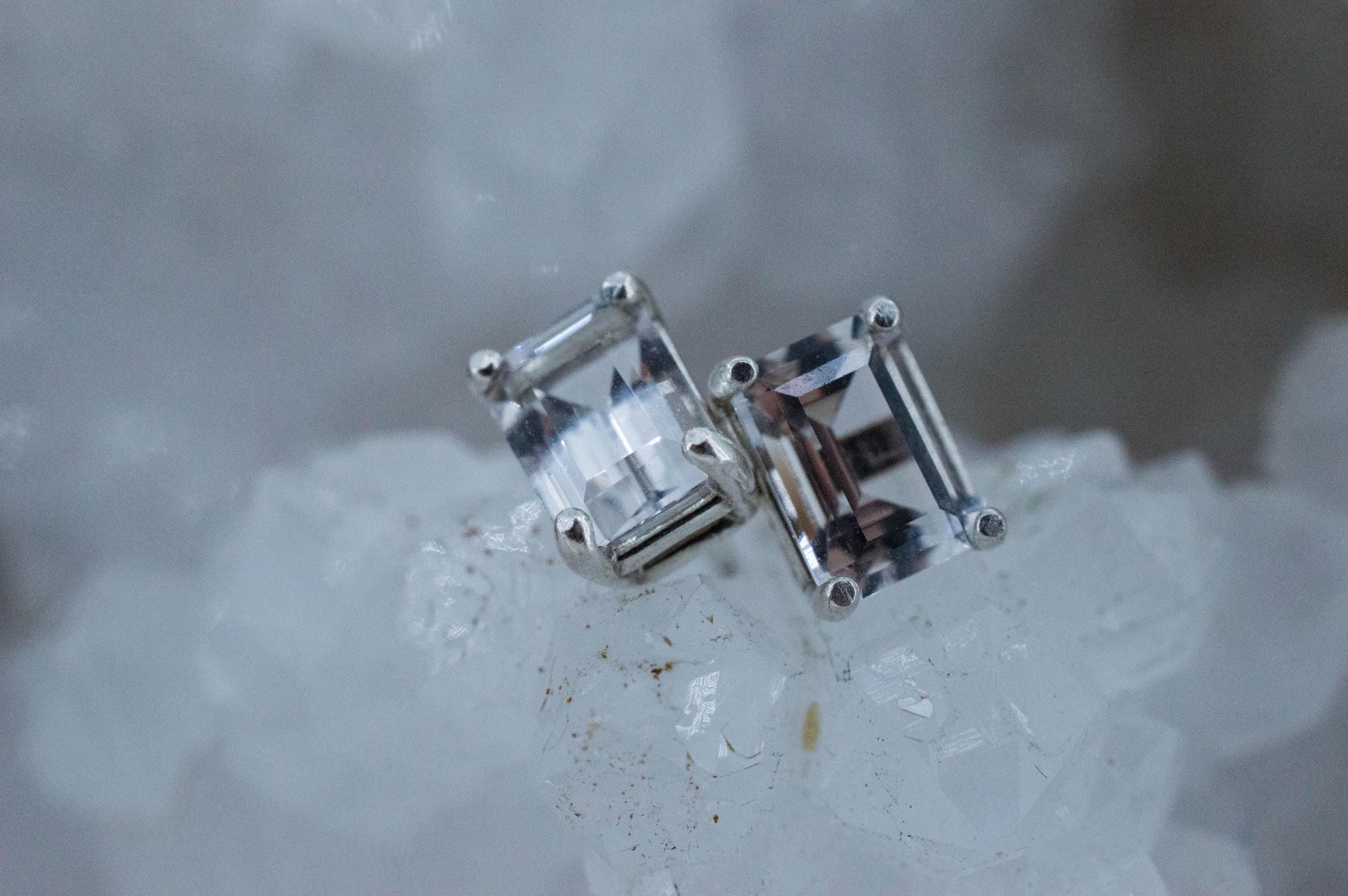Quartz Earrings, Natural Untreated Tanzania Mondo Quartz; 1.775cts