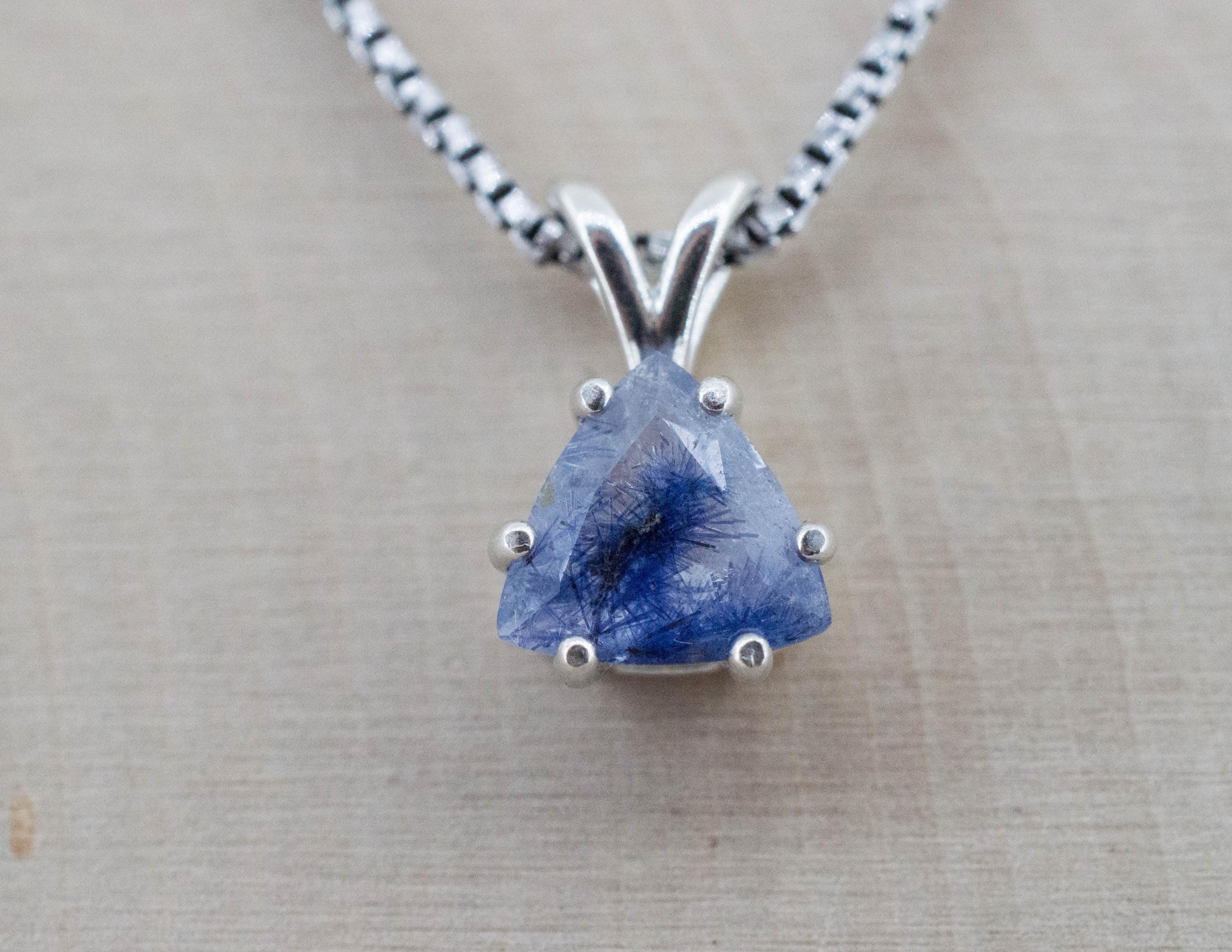 Dumortierite Quartz Pendant; Natural Untreated Brazil Dumortierite; 1.450cts