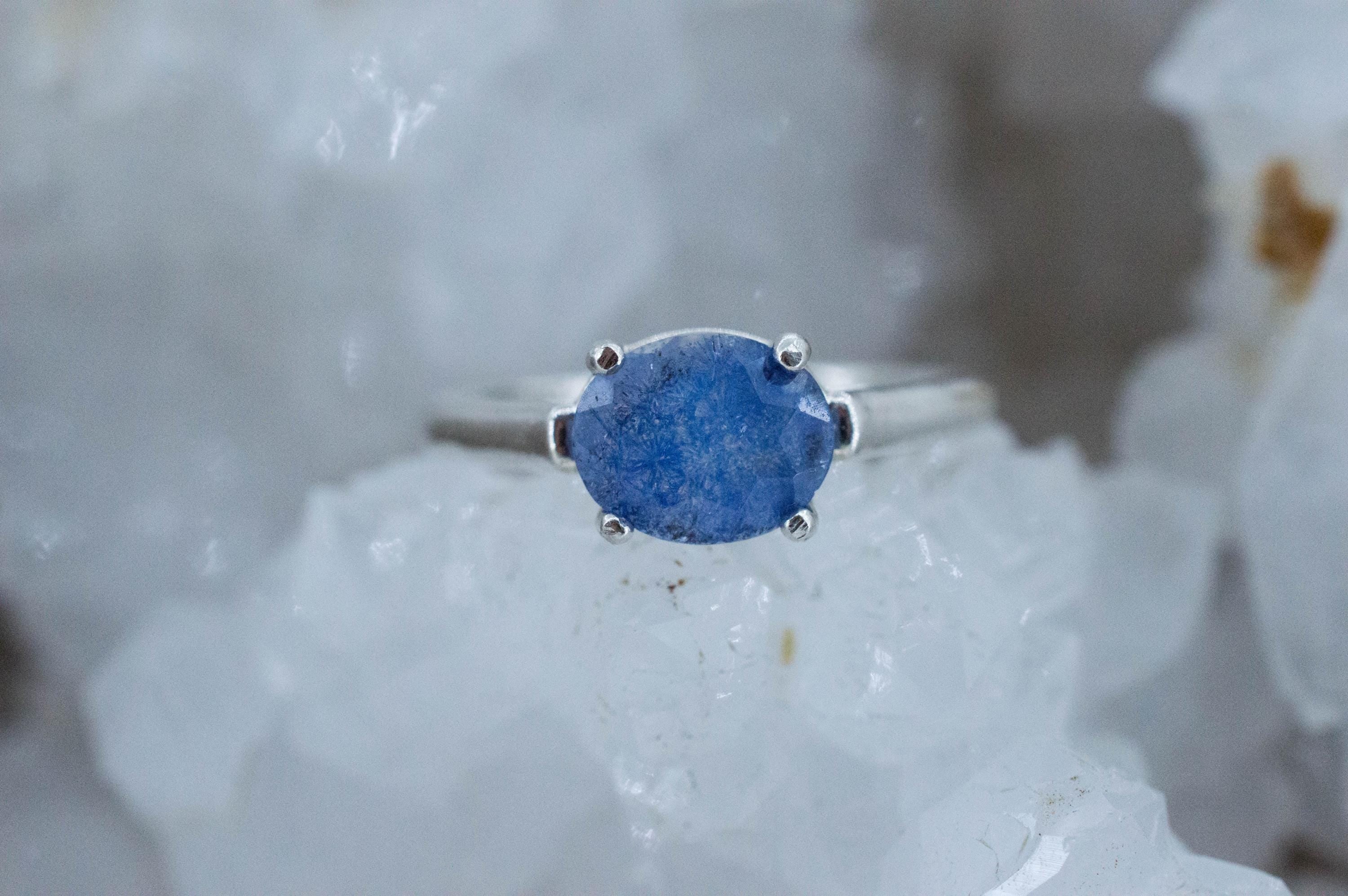 Dumortierite Quartz Ring; Natural Untreated Brazil Dumortierite; 1.375cts