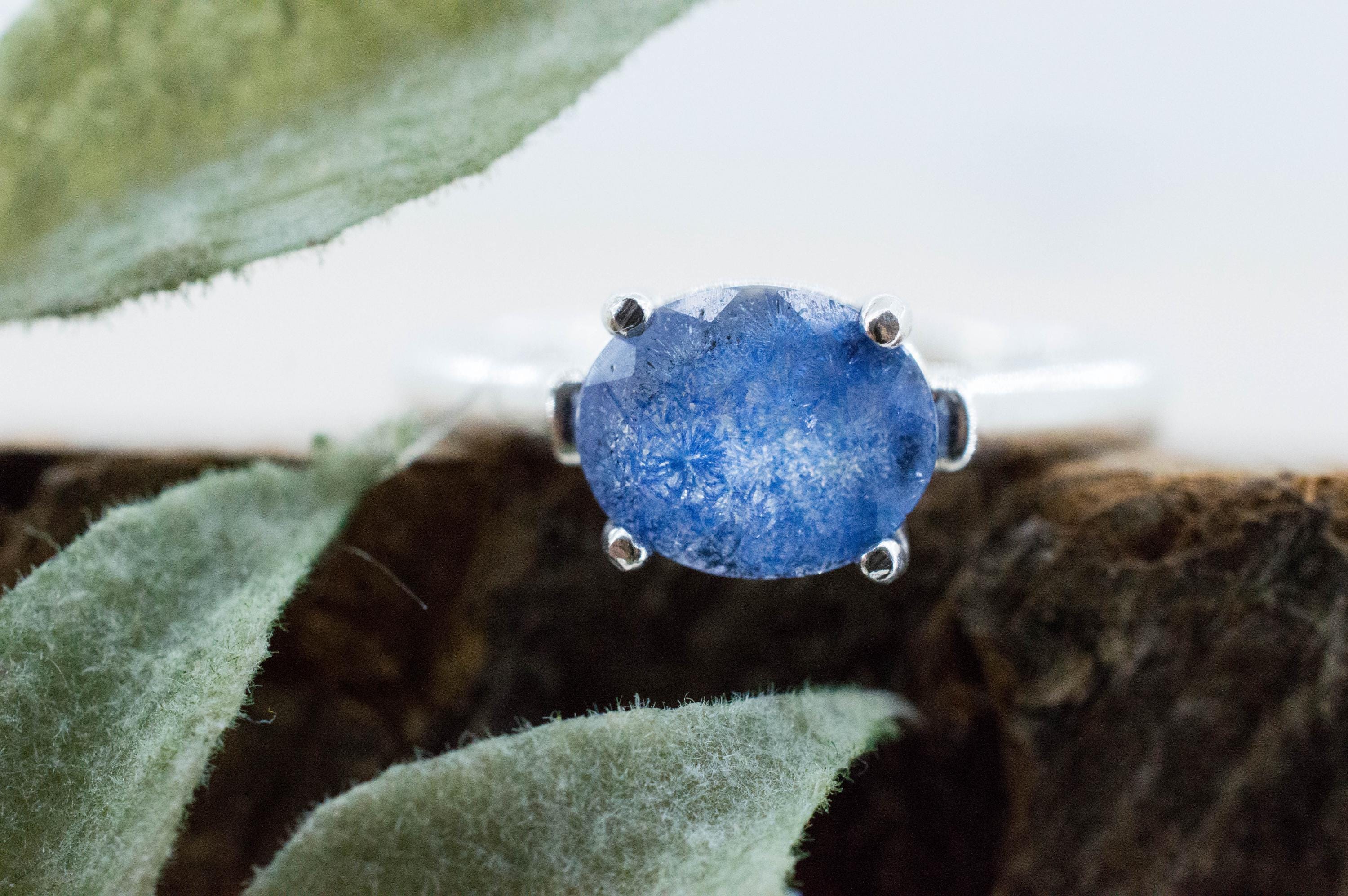 Dumortierite Quartz Ring; Natural Untreated Brazil Dumortierite; 1.375cts