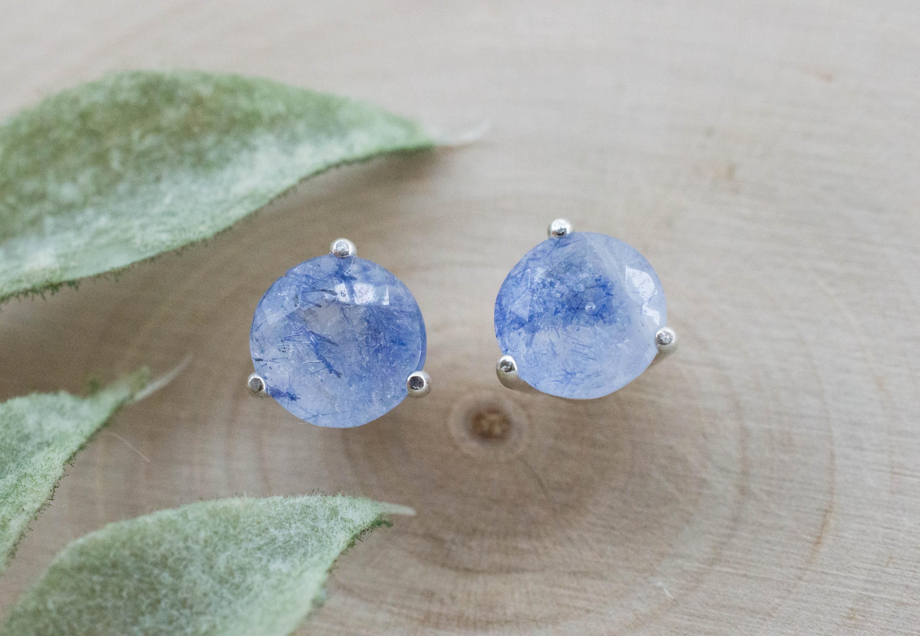 Dumortierite Quartz Earrings; Natural Untreated Brazil Dumortierite; 2.505cts