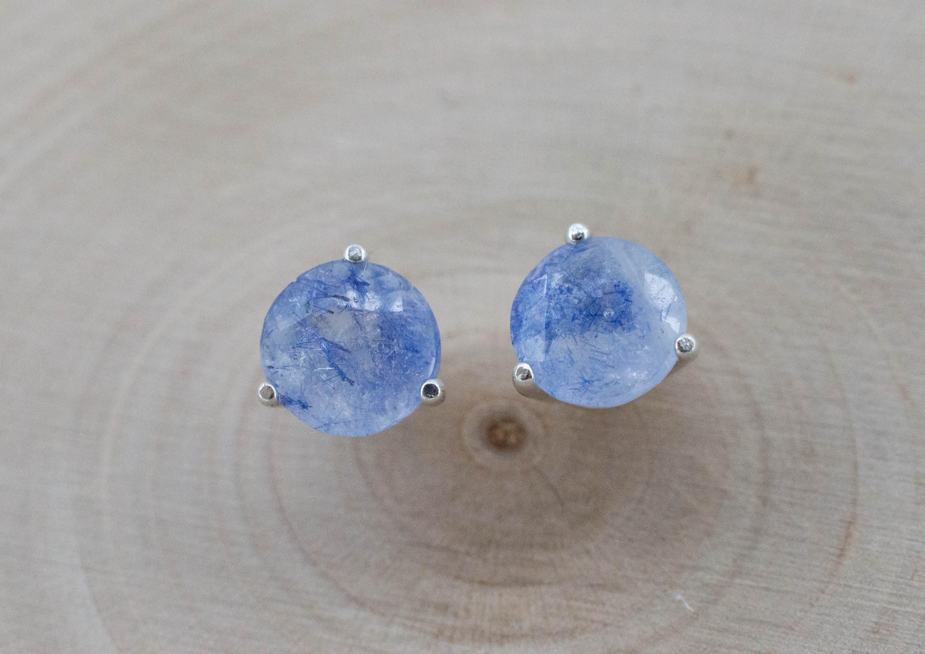Dumortierite Quartz Earrings; Natural Untreated Brazil Dumortierite; 2.505cts