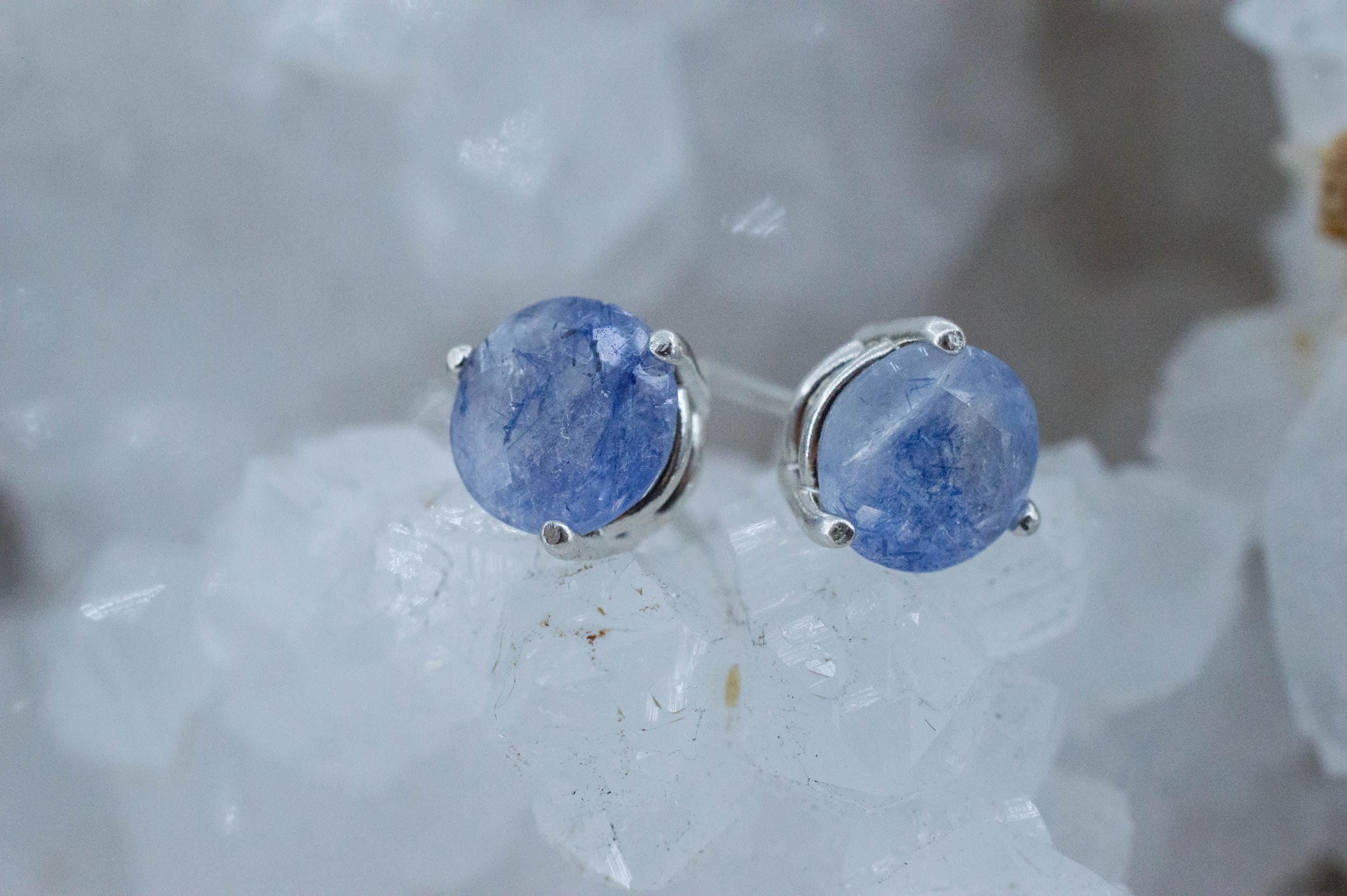 Dumortierite Quartz Earrings; Natural Untreated Brazil Dumortierite; 2.505cts