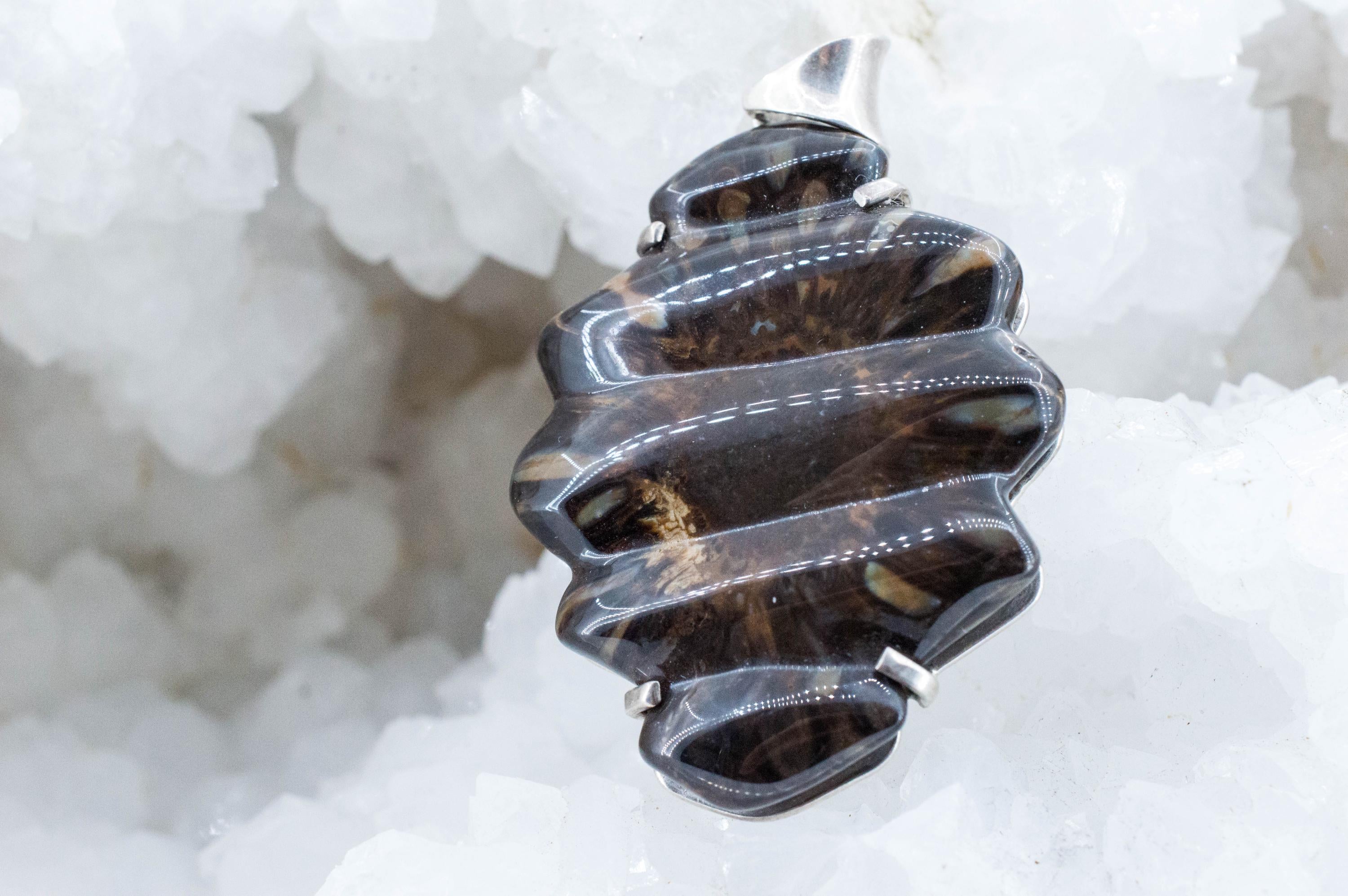 Fossil Pine Cone Pendant; Natural Untreated Argentina Fossilized Pinecone