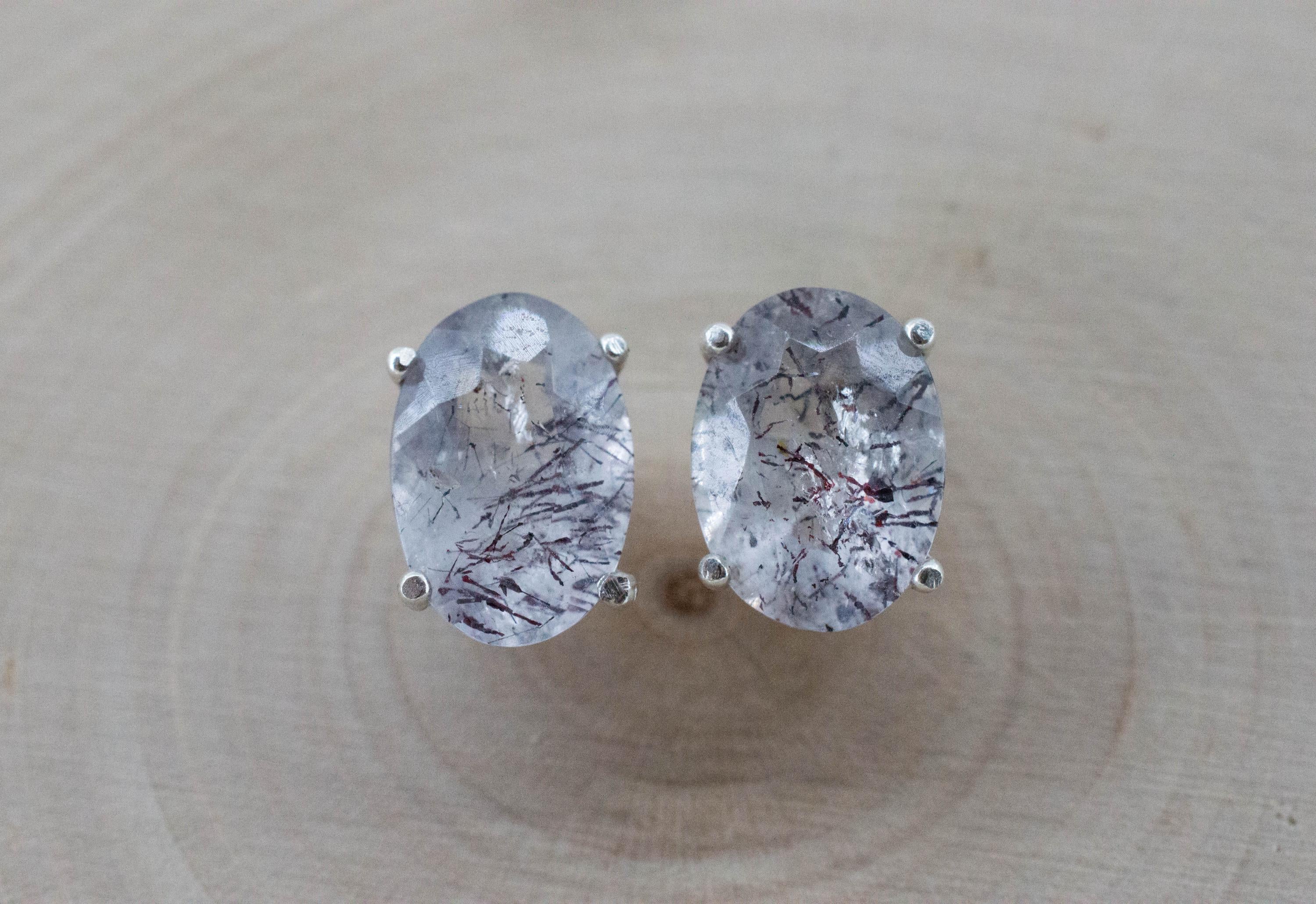Lepidocrocite Quartz Earrings; Natural Untreated Brazil Included Quartz; 5.150cts