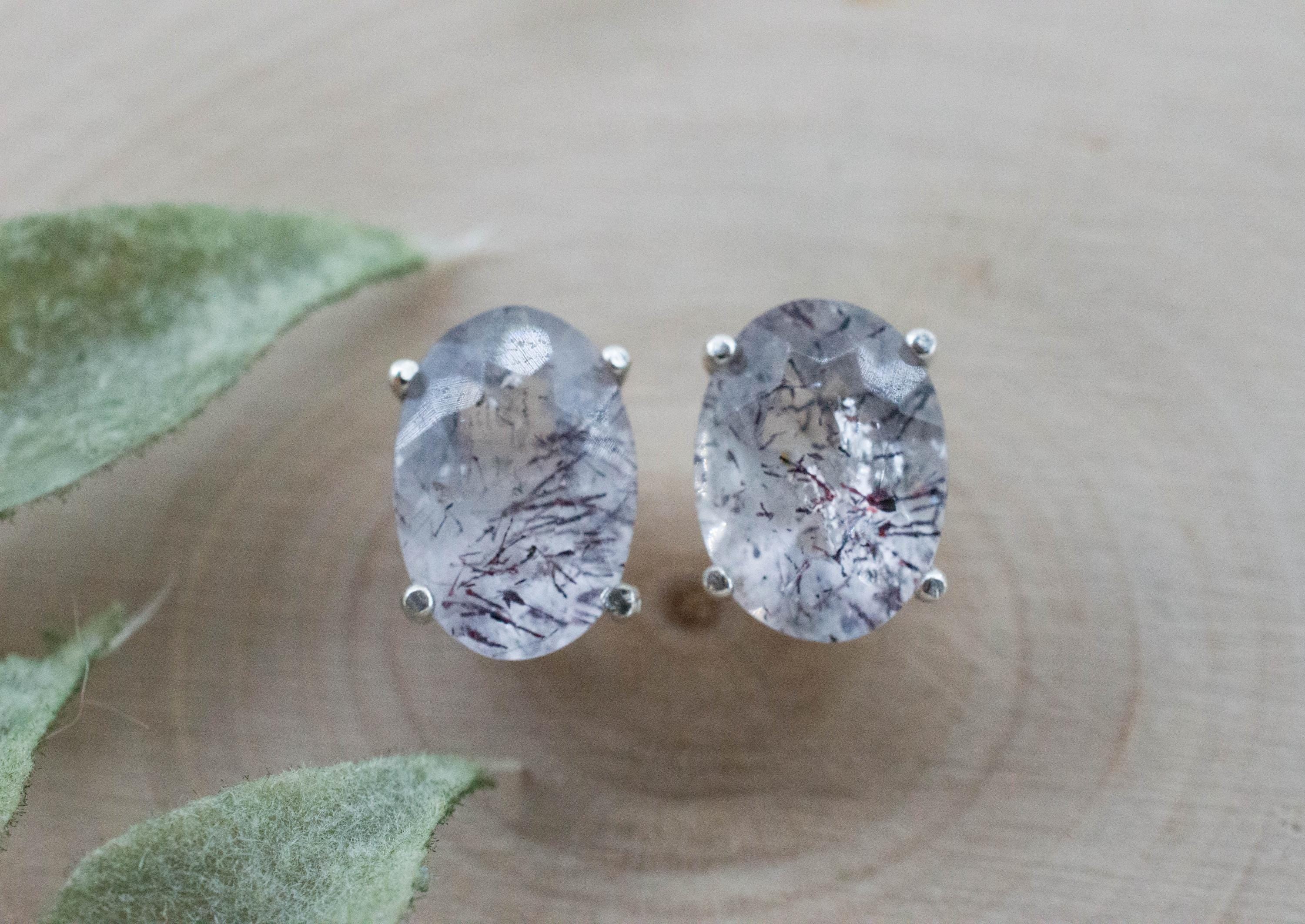 Lepidocrocite Quartz Earrings; Natural Untreated Brazil Included Quartz; 5.150cts