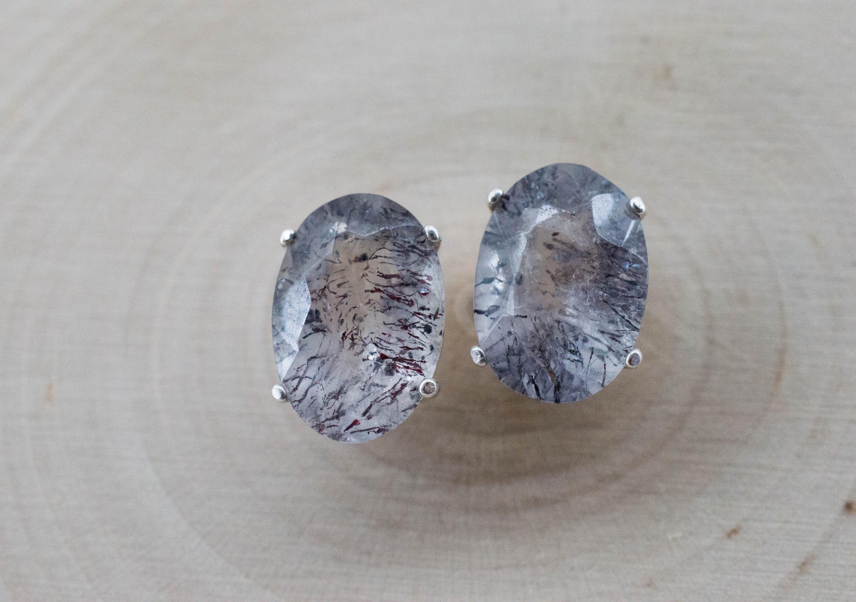 Lepidocrocite Quartz Earrings; Natural Untreated Brazil Included Quartz; 6.345cts