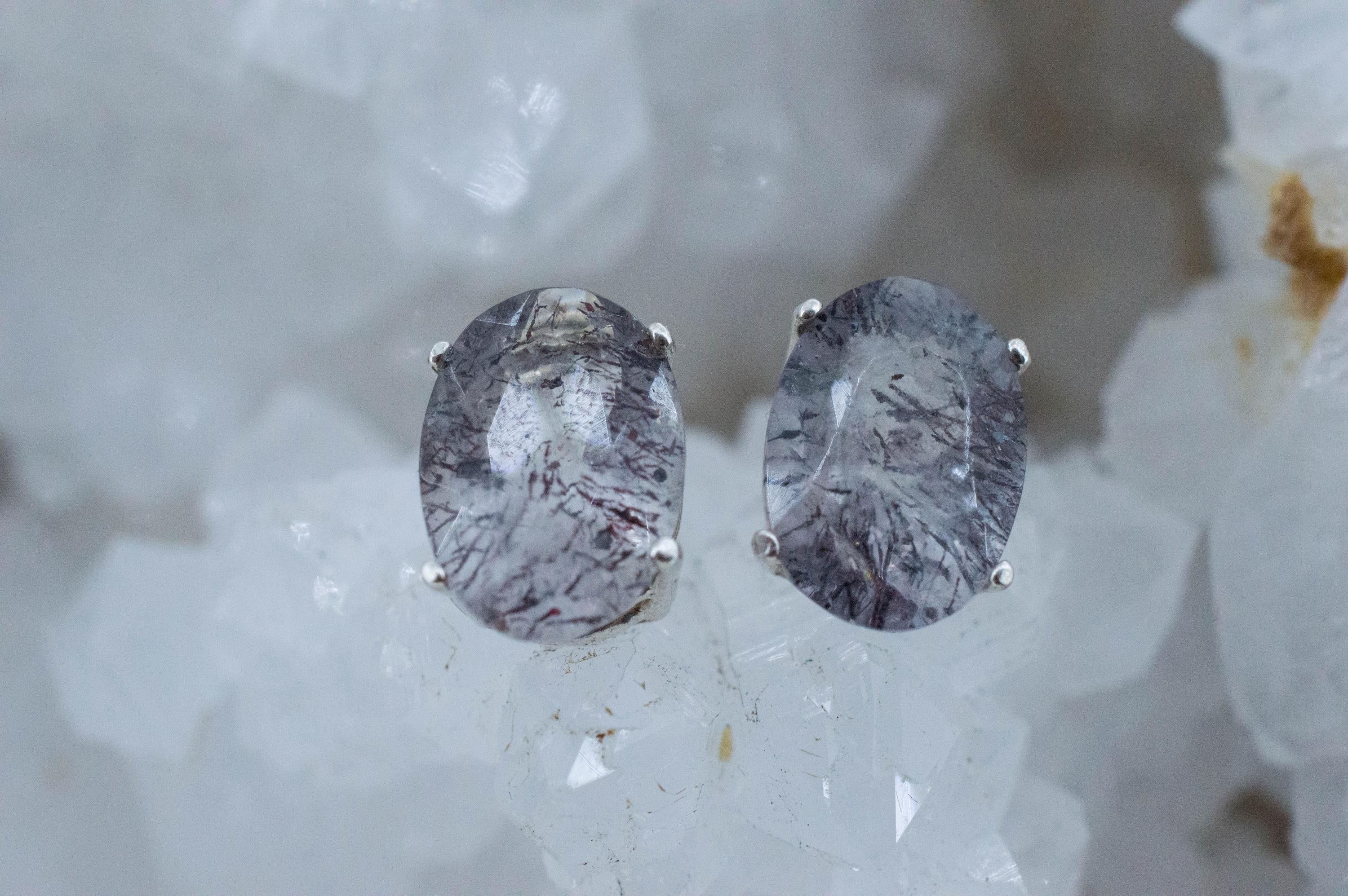 Lepidocrocite Quartz Earrings; Natural Untreated Brazil Included Quartz; 6.345cts