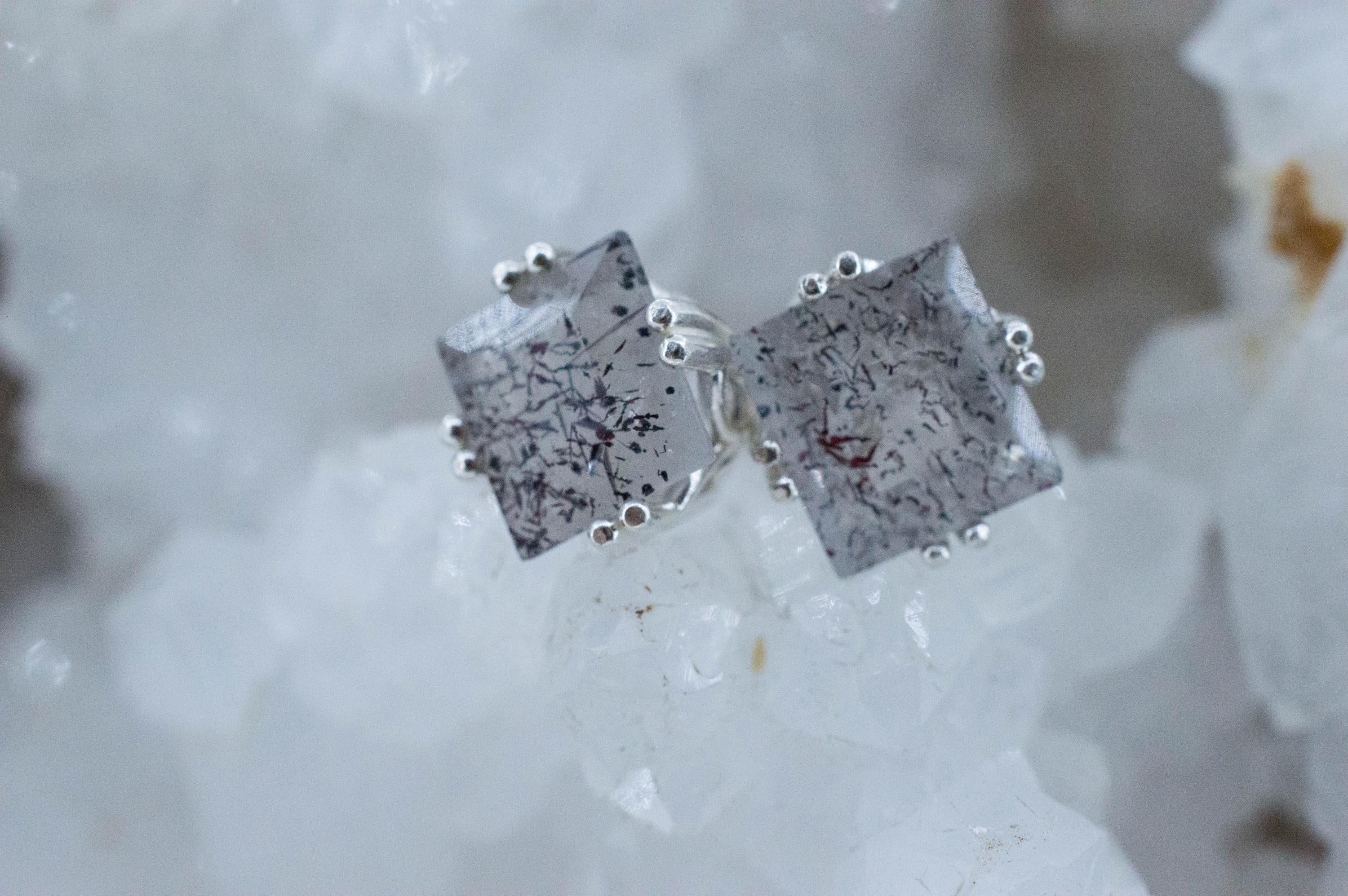 Lepidocrocite Quartz Earrings; Natural Untreated Brazil Included Quartz; 6.610cts