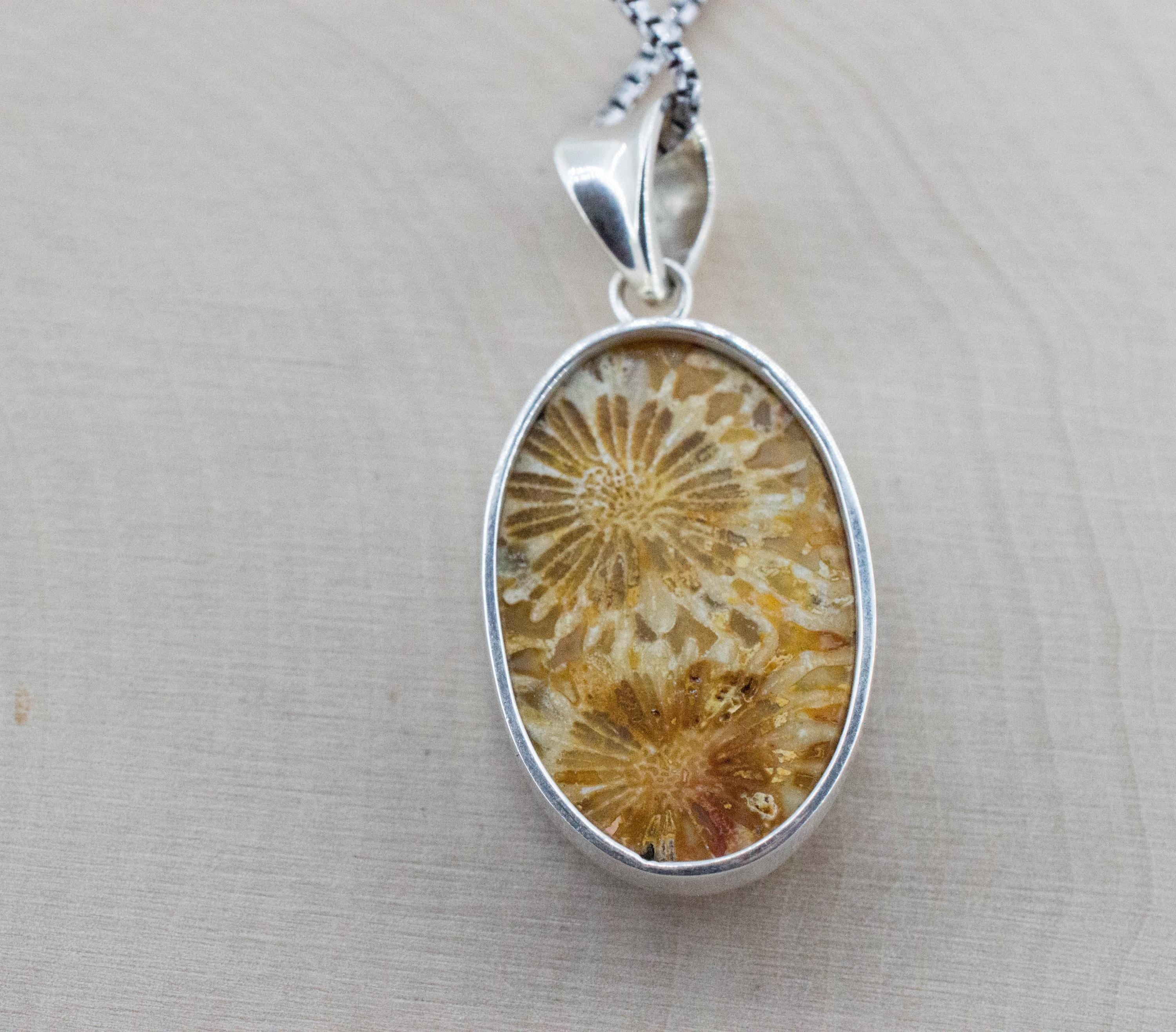 Fossil Coral Pendant; Natural Untreated Indonesia Coral