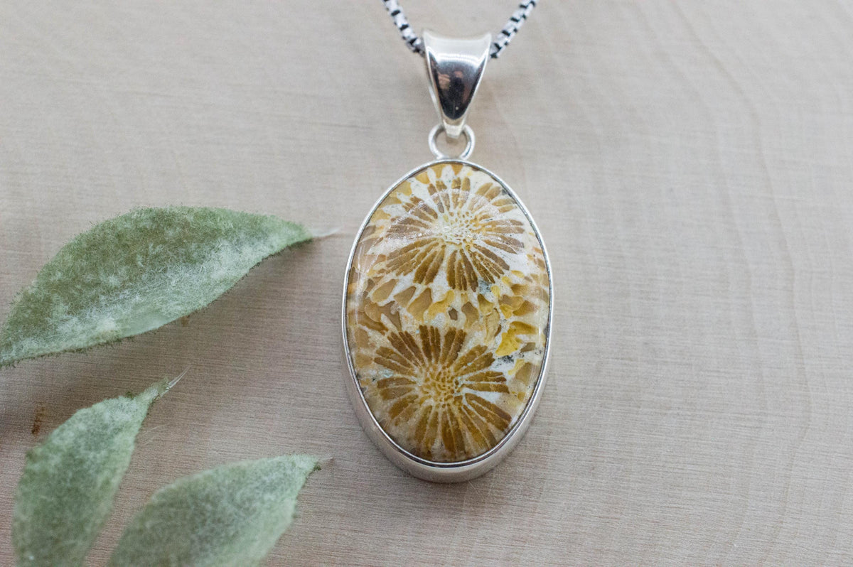 Fossil Coral Pendant; Natural Untreated Indonesia Coral
