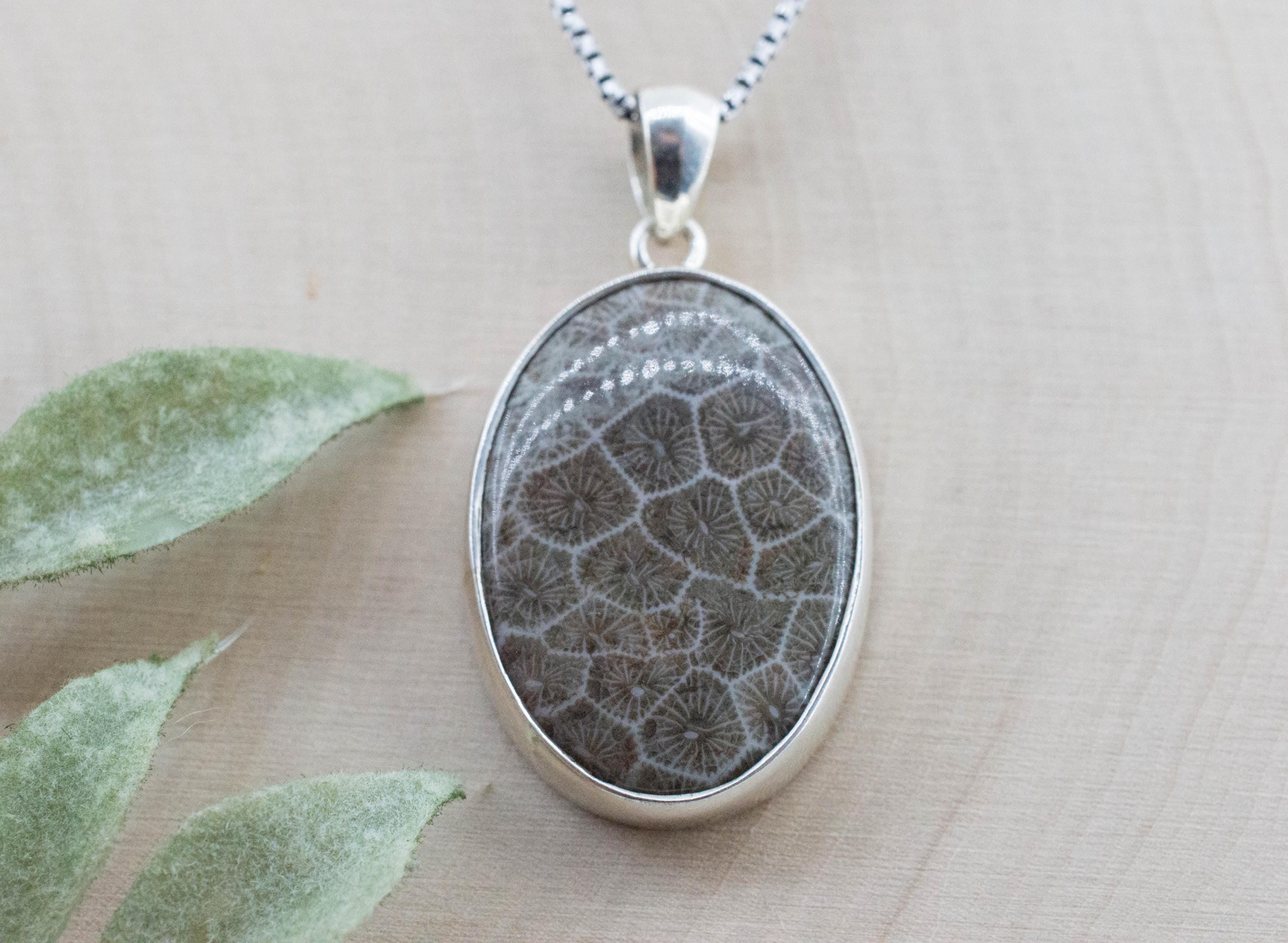 Petoskey Stone Pendant; Natural Untreated Michigan Fossil Coral
