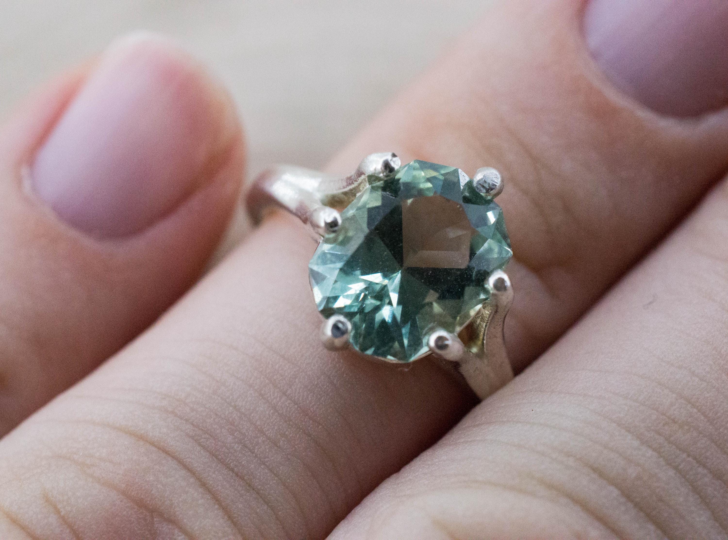 Prasiolite Ring, Natural Brazil Green Amethyst; 3.160cts