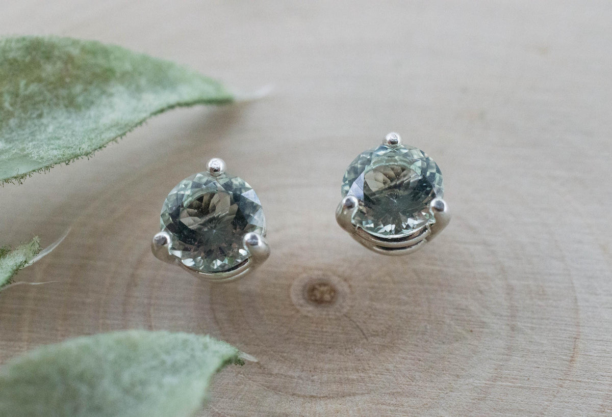 Prasiolite Earrings; Natural Brazilian Green Amethyst; 1.340cts