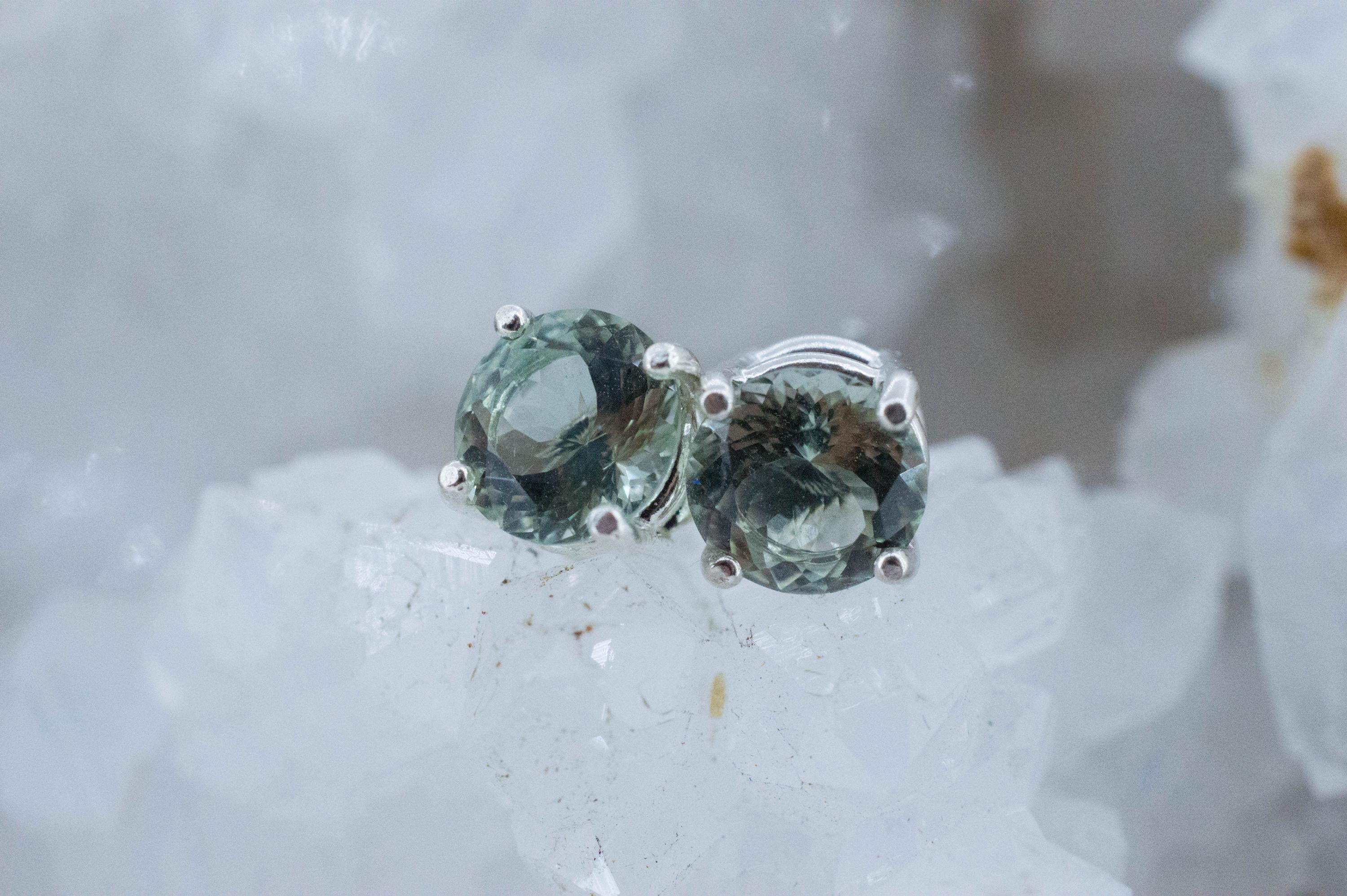 Prasiolite Earrings; Natural Brazilian Green Amethyst; 2.250cts