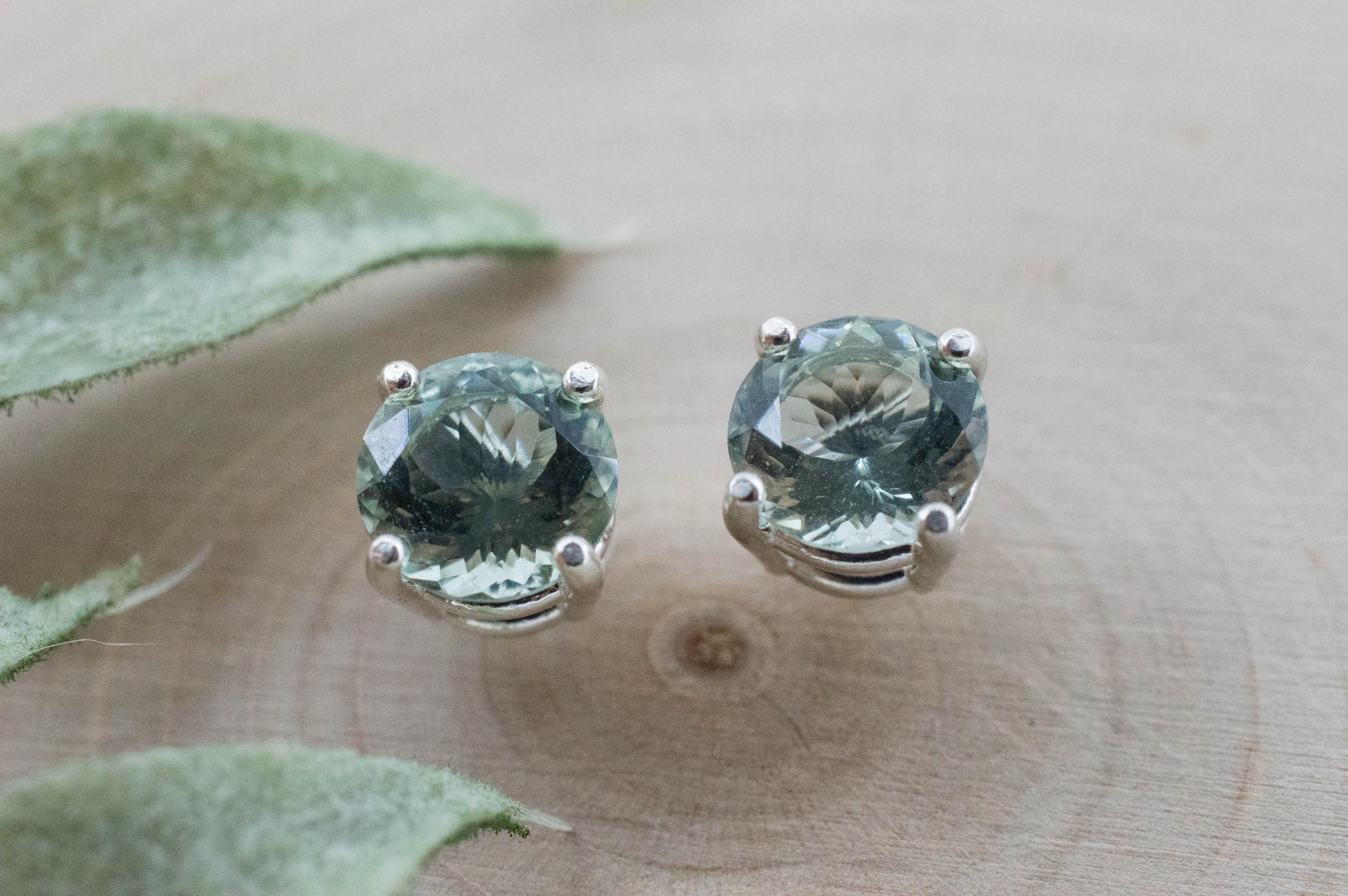 Prasiolite Earrings; Natural Brazilian Green Amethyst; 2.250cts