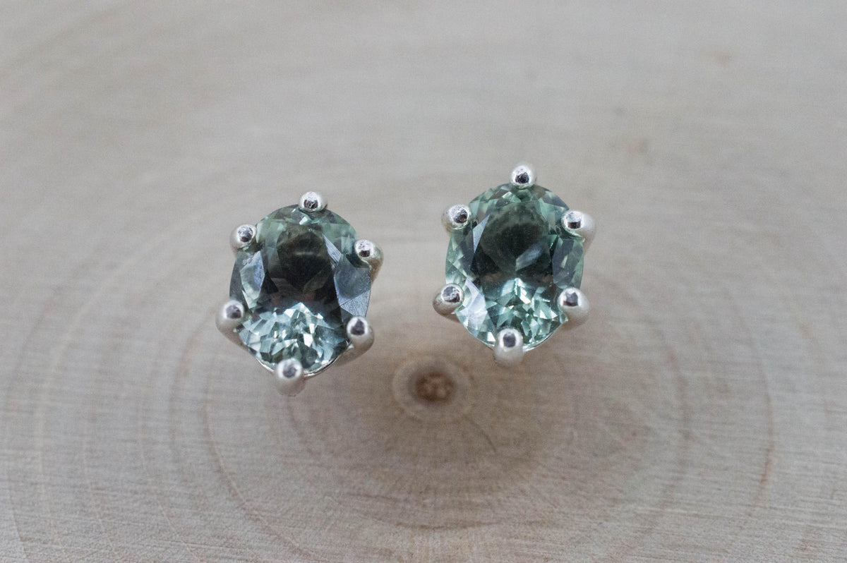 Prasiolite Earrings; Natural Brazilian Green Amethyst; 2.135cts