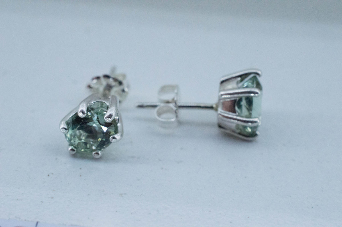 Prasiolite Earrings; Natural Brazilian Green Amethyst; 2.135cts