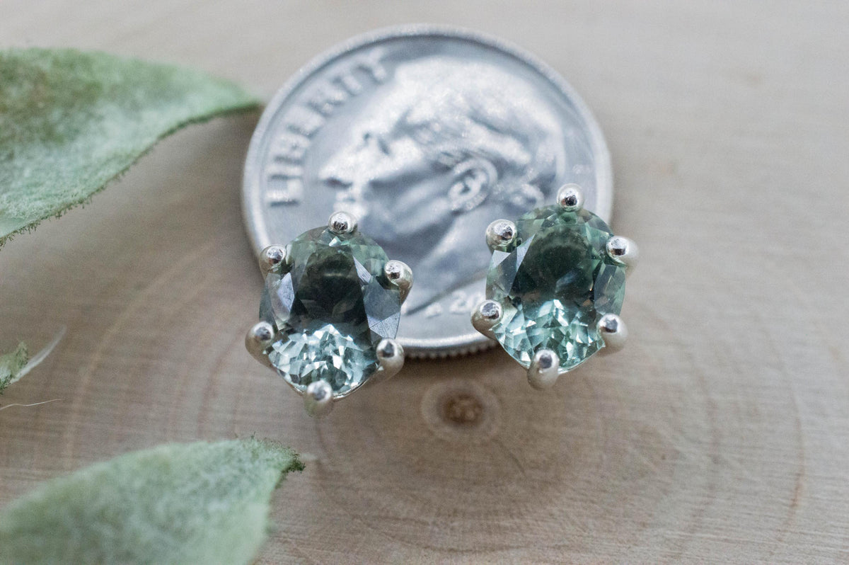 Prasiolite Earrings; Natural Brazilian Green Amethyst; 2.135cts