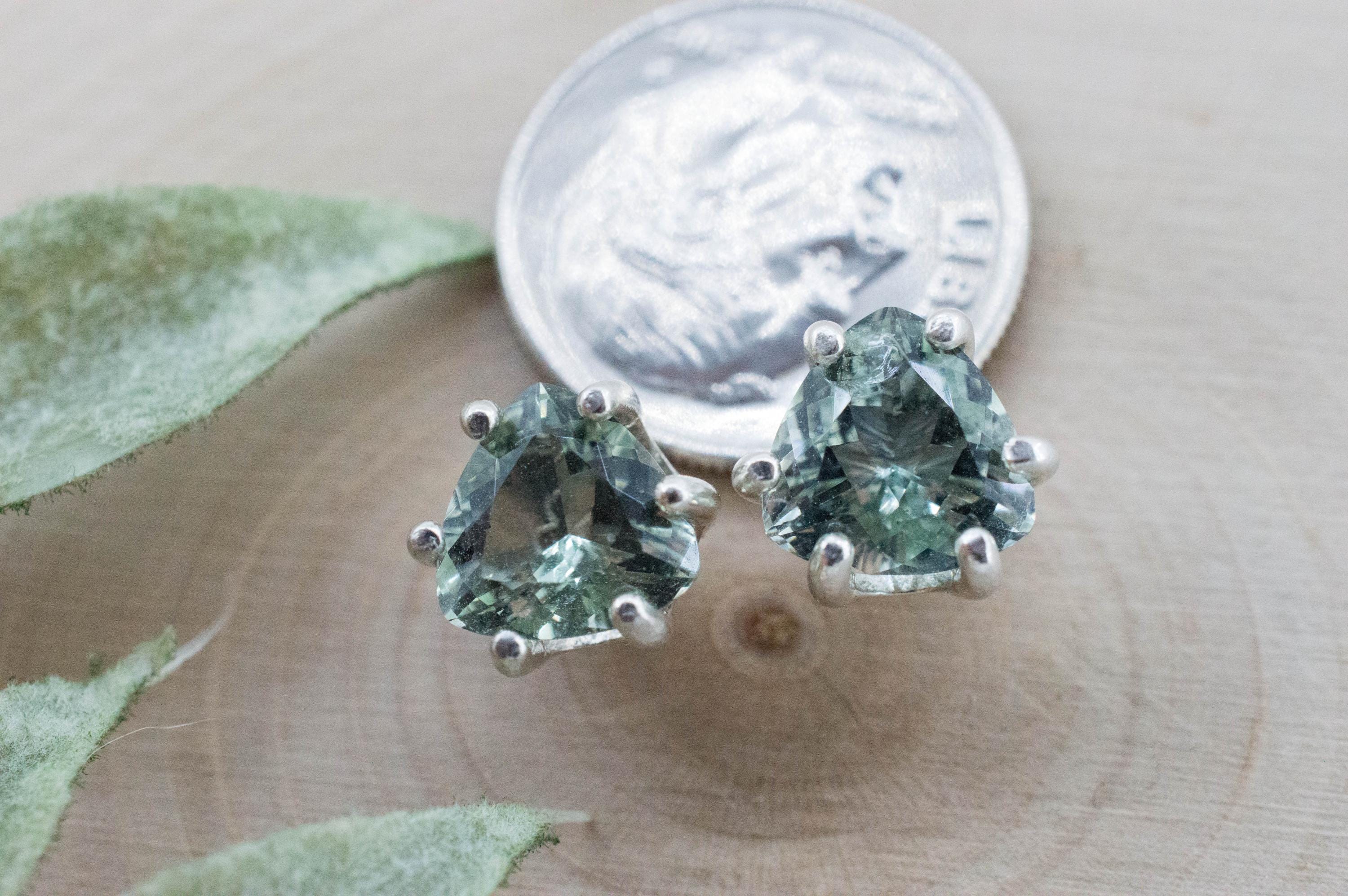 Prasiolite Earrings; Natural Brazilian Green Amethyst; 2.735cts