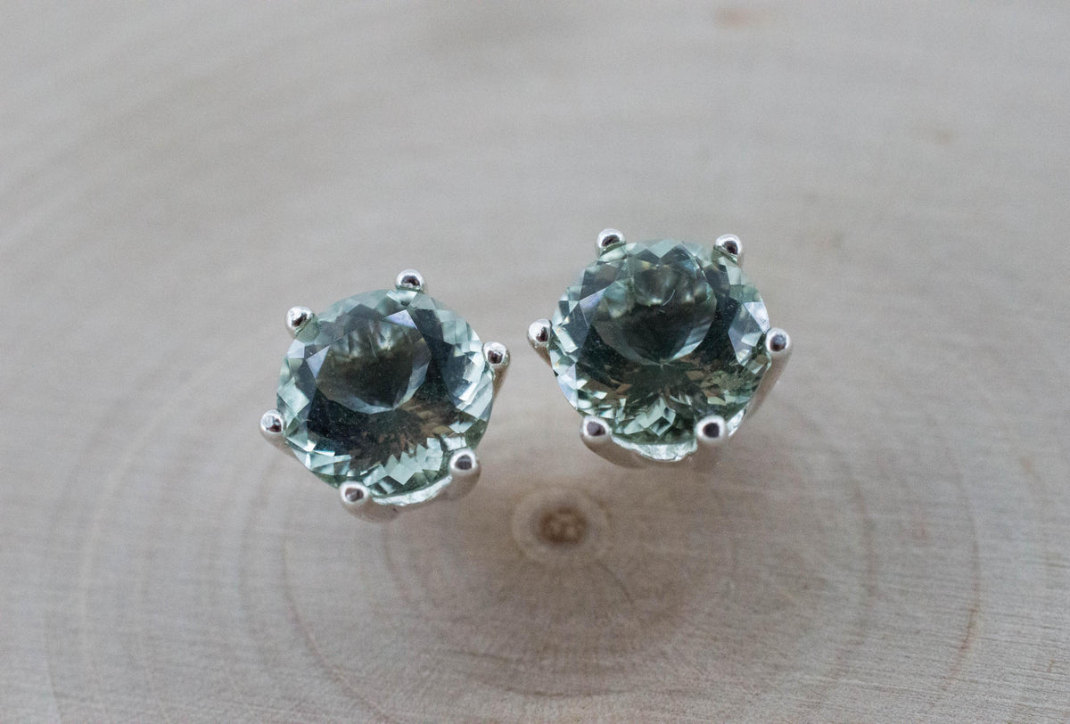 Prasiolite Earrings; Natural Brazilian Green Amethyst; 2.995cts