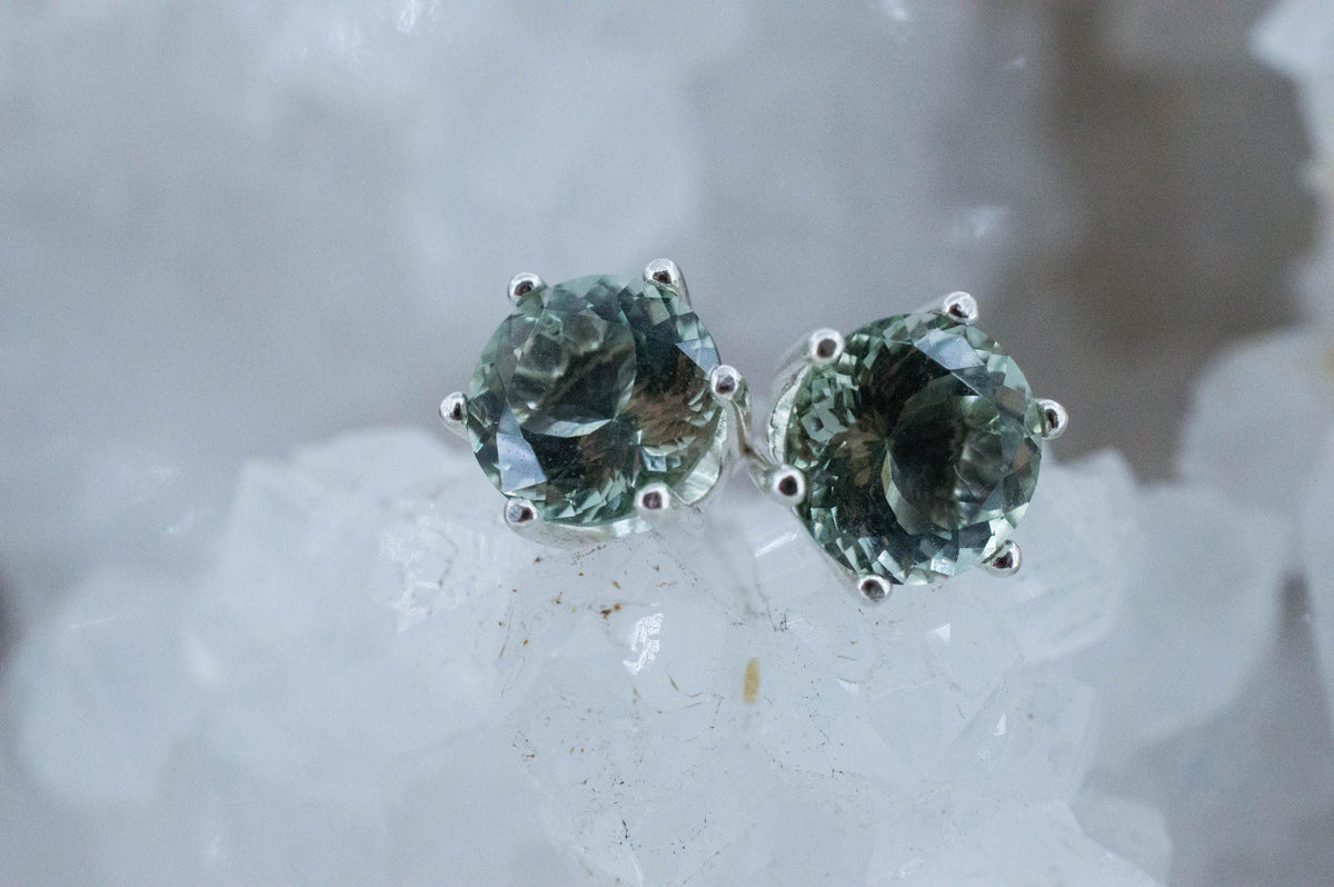 Prasiolite Earrings; Natural Brazilian Green Amethyst; 2.995cts