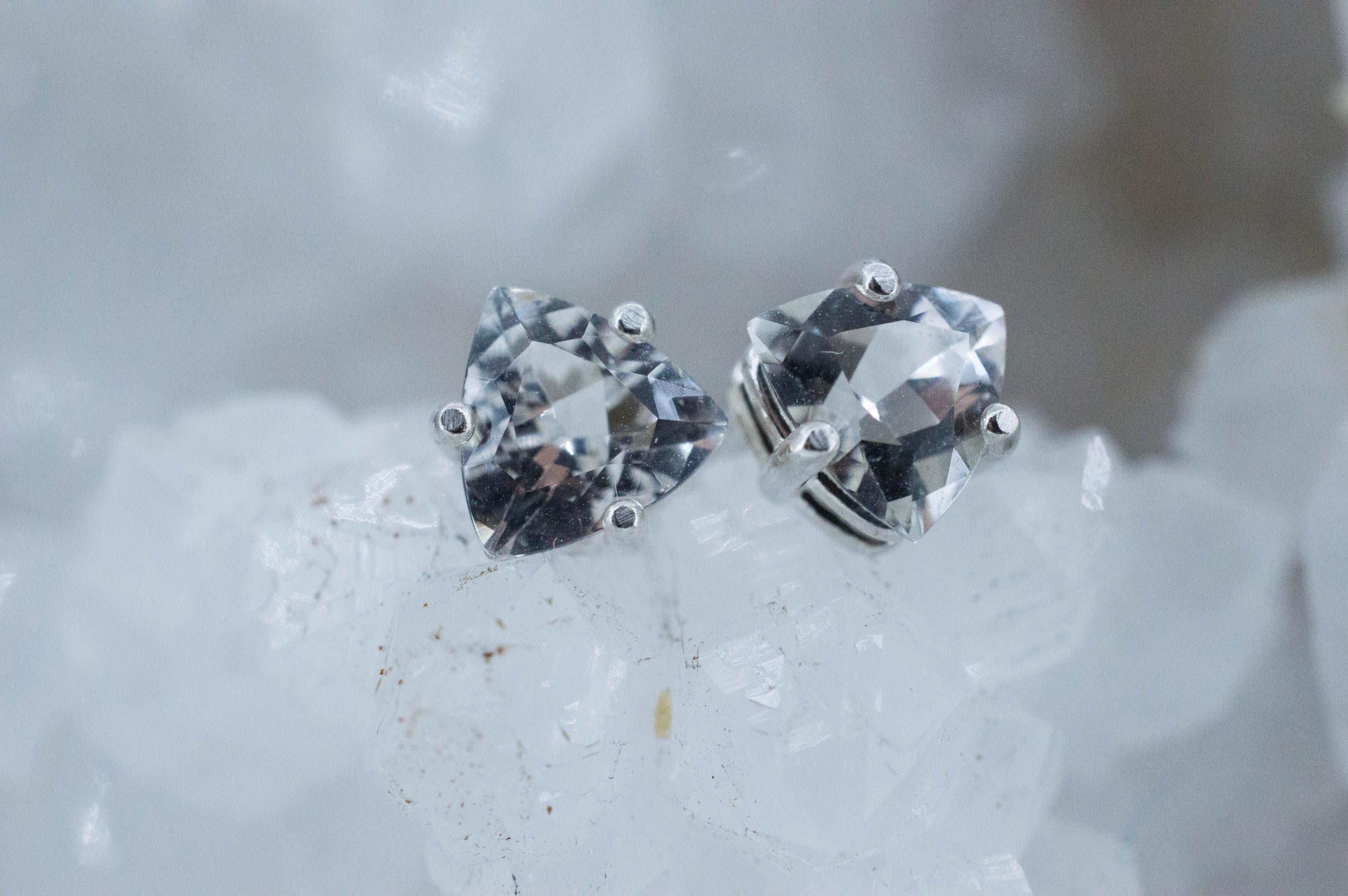 Quartz Earrings, Natural Untreated Tanzania Mondo Quartz; 1.710cts