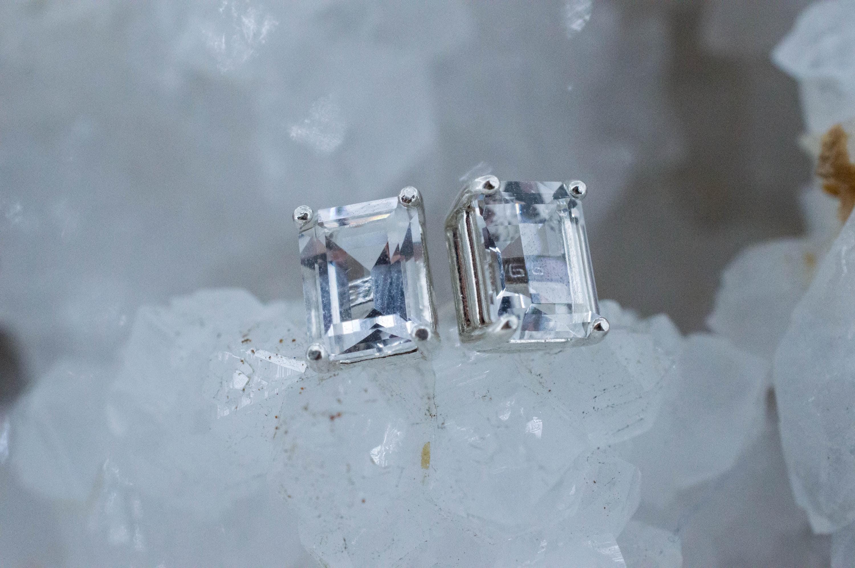 Quartz Earrings, Natural Untreated Tanzania Mondo Quartz; 2.825cts
