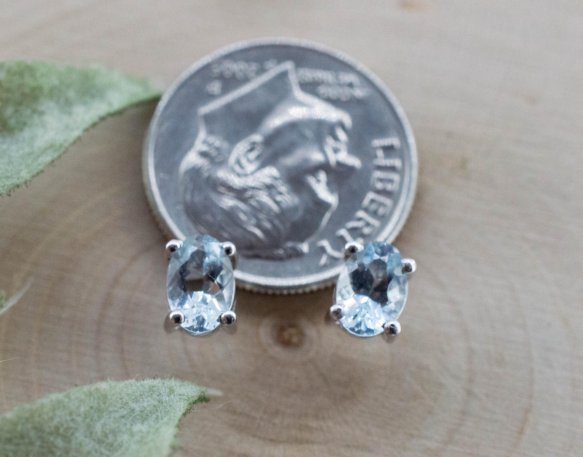 Aquamarine Earrings; Natural Untreated Brazil Aquamarine; 0.810cts