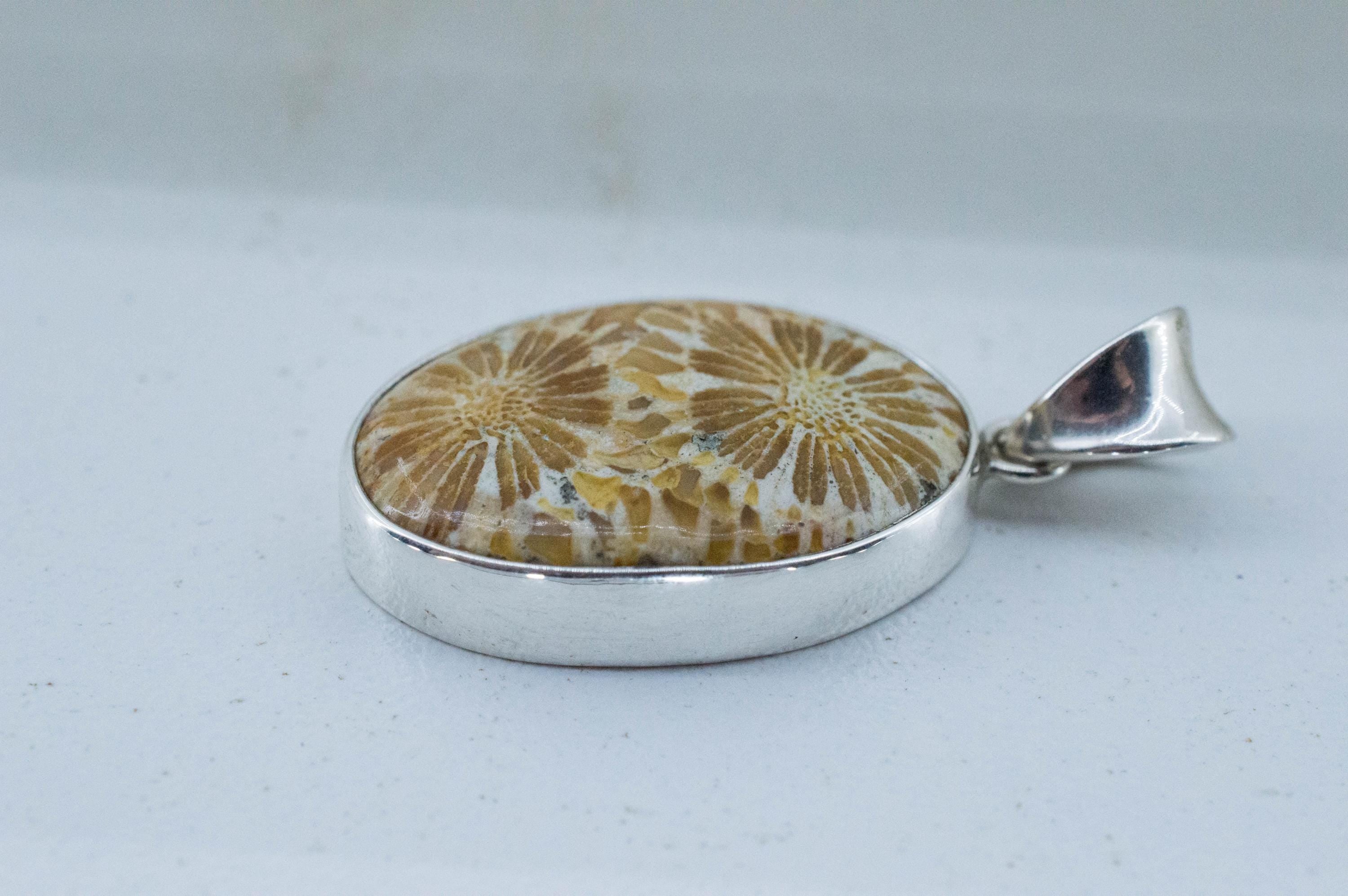 Fossil Coral Pendant; Natural Untreated Indonesia Coral